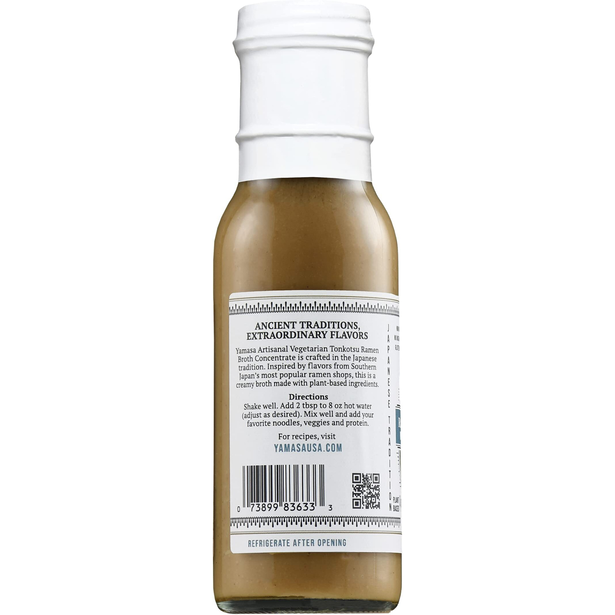 Yamasa, Artisanal Vegetarian Tonkotsu Ramen Broth Concentrate, Serves 8 Bowls, Gluten Free, No Msg Added, No-Gmo, Japanese Tradition, 8Oz