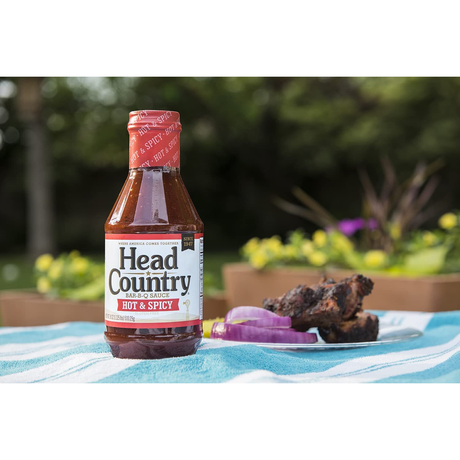 Head Country Bar-B-Q Sauce, Hot & Spicy | Soy Free, Gluten Free Spicy Bbq Sauce With No Added Preservatives | Spicy & Tangy Championship Barbecue Sauce For Pizza, Spuds & Wings | 20 Ounce, Pack Of 1
