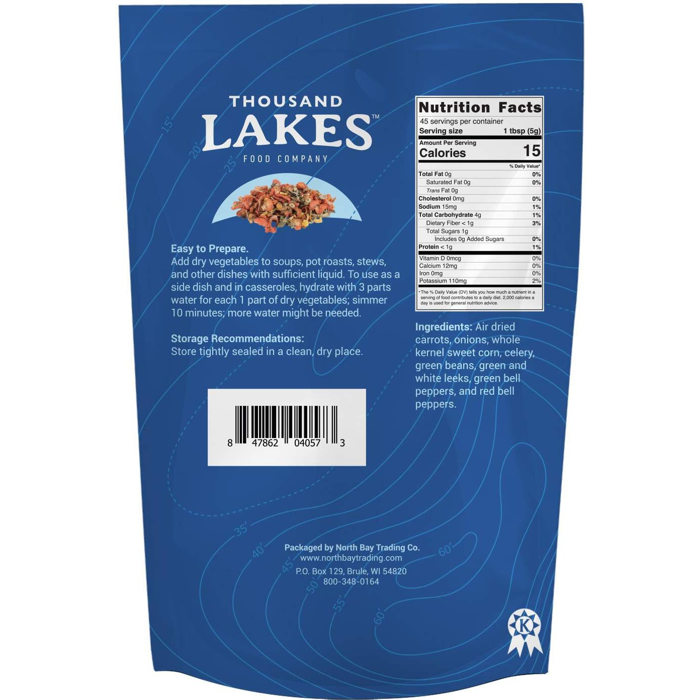 Thousand Lakes Dried Mixed Vegetables Select Soup Blend - 2-Pack 8 Ounces (1 Pound Total) | 100% Veggies | No Added Salt