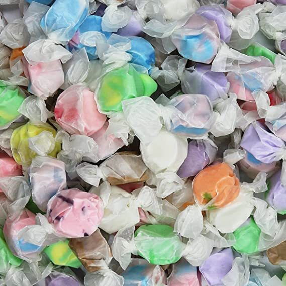 Gourmet Soft And Chewy Salt Water Taffy Candies - Individually Wrapped - Bulk Bags (Assorted Flavors, 3 Pound (Pack Of 1))