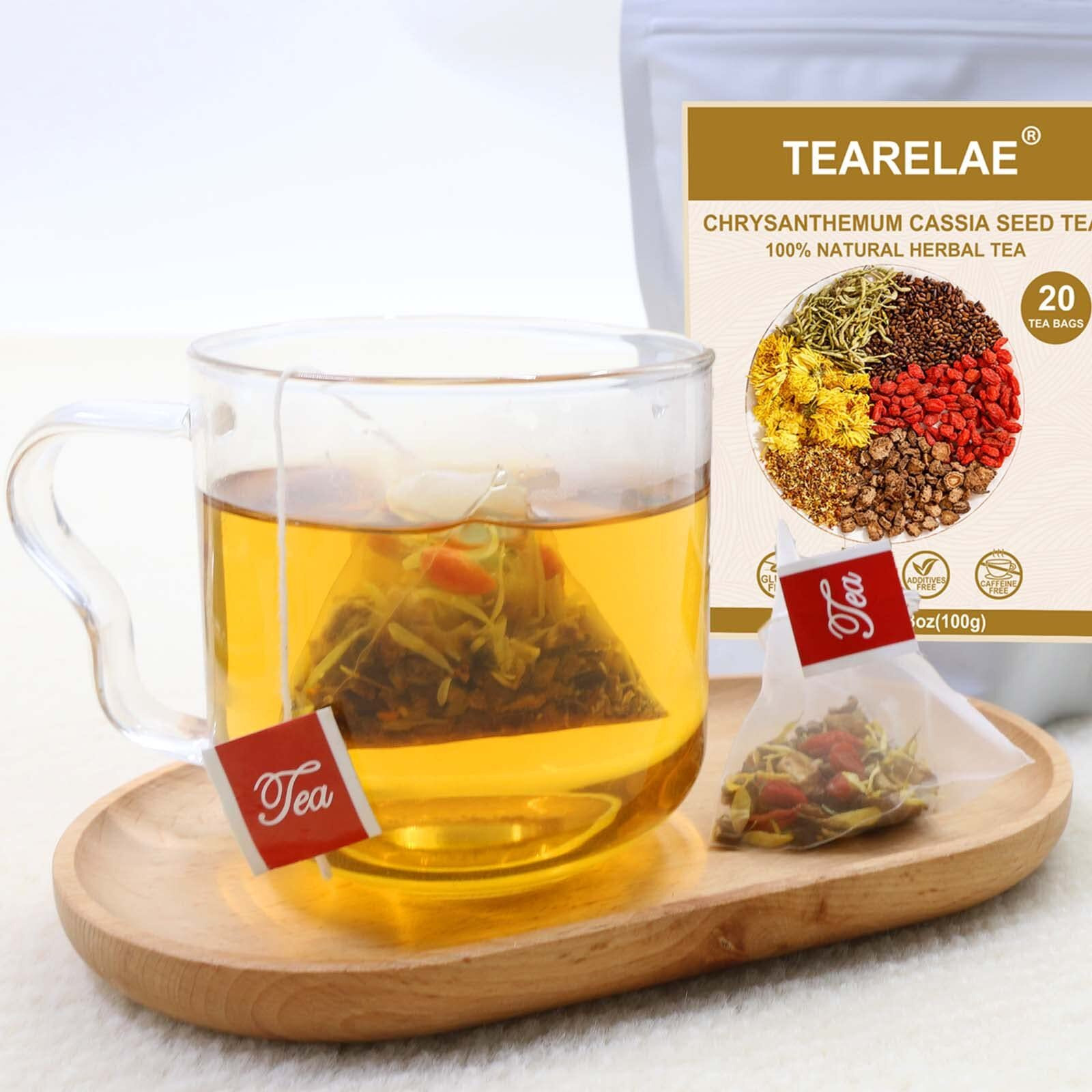 Tearelae - Chrysanthemum Cassia Seed Tea - 5G X 20 Counts - Burdock Root, Goji Berry, Honeysuckle, Osmanthus - Combination Herbal Tea Bags