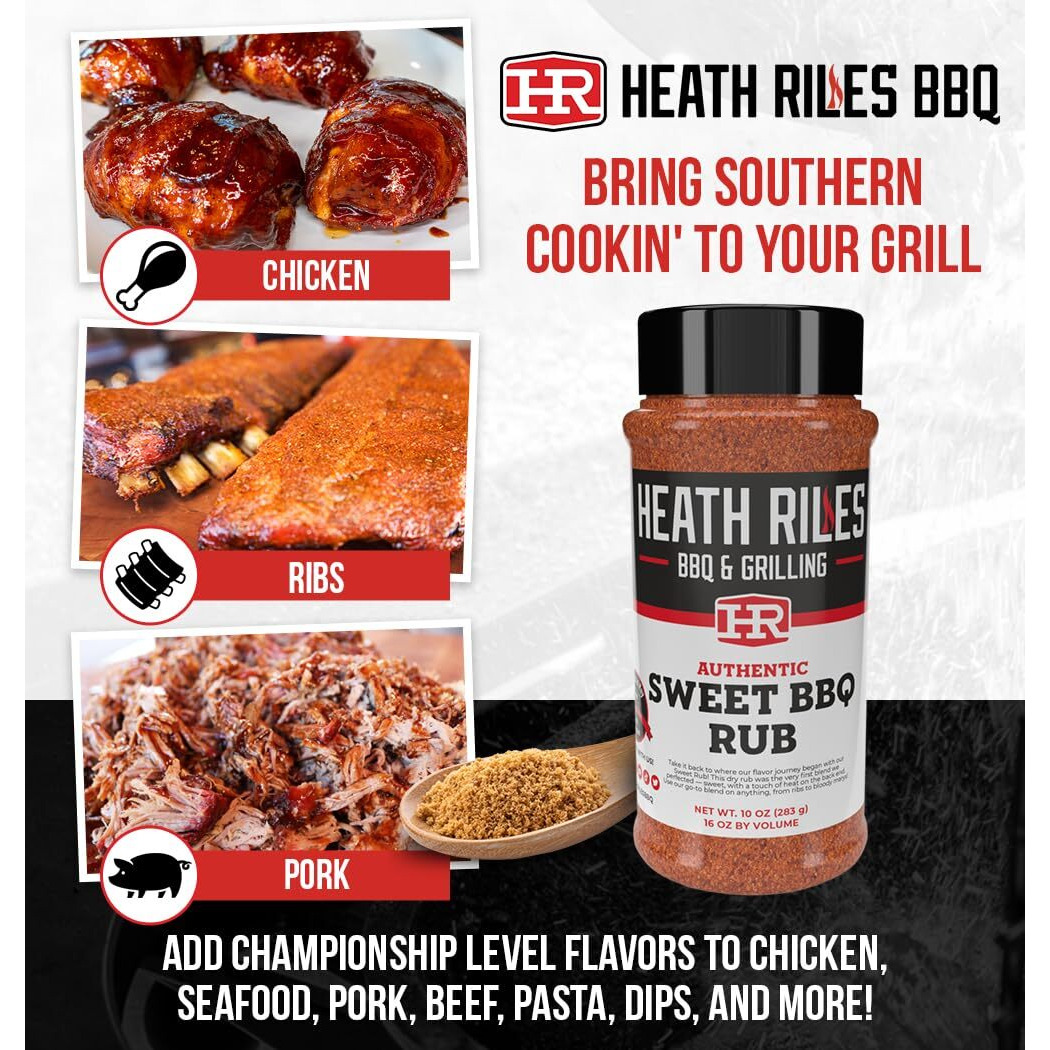 Heath Riles Bbq Rub - Sweet Bbq Seasoning Rub, Champion Pitmaster Recipe, Legendary Bbq Rubs For Smoking & Grilling, 70+ Bbq Championships, 2 Lb./32 Oz.