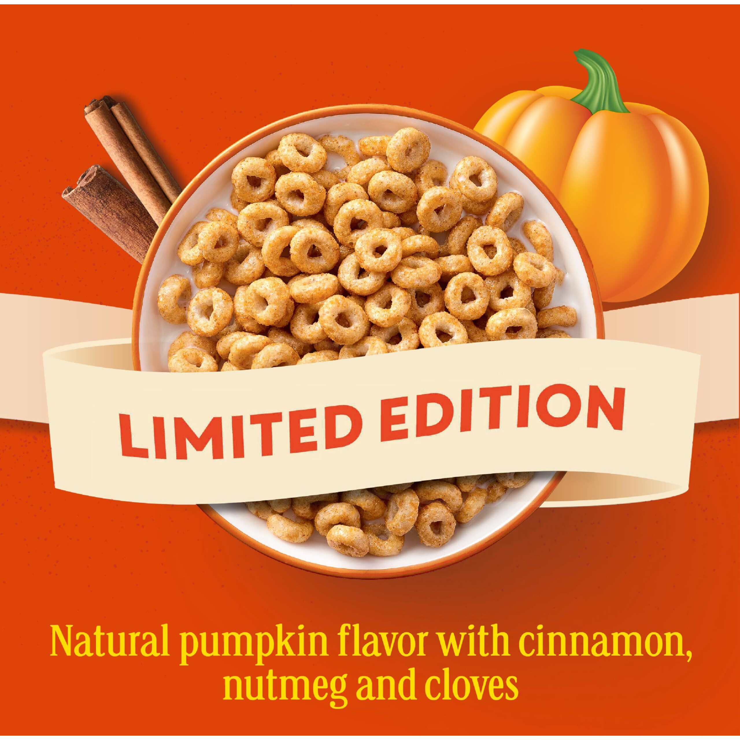 Pumpkin Spice Cheerios, Gluten Free Breakfast Cereal, 10.8 Oz