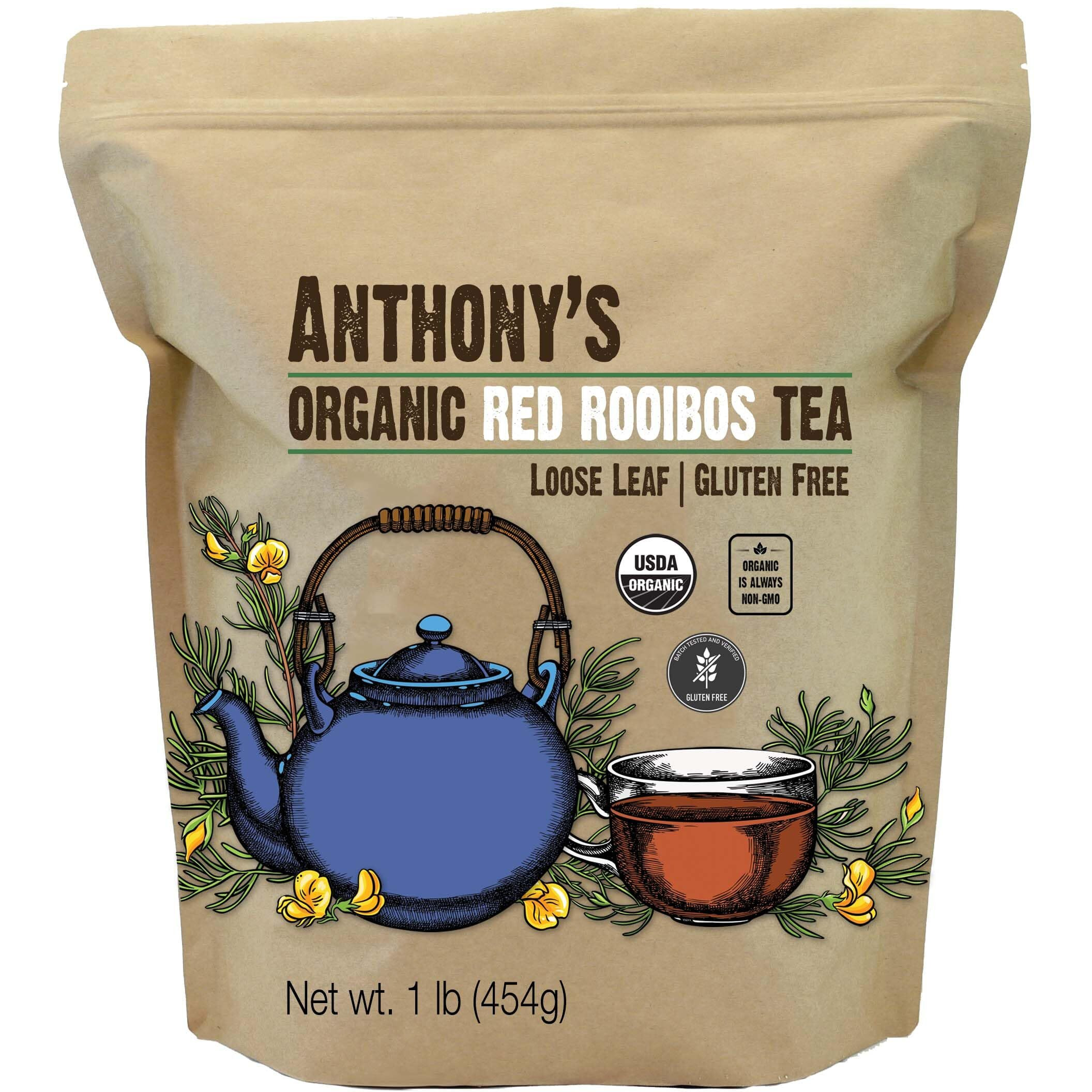 Anthony's Organic Red Rooibos Loose Leaf Tea, 1 Lb, Gluten Free, Non Gmo, Non Irradiated, Keto Friendly