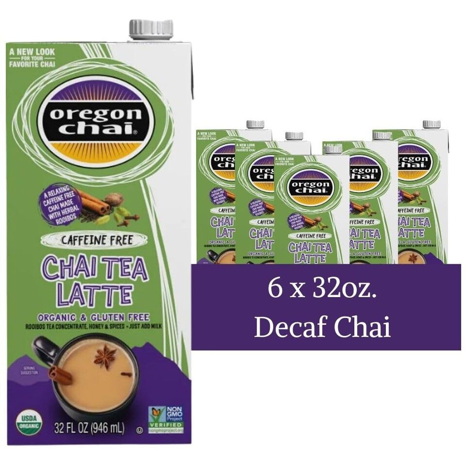 Oregon Chai Caffeine Free Chai Concentrate, 32 Fluid Ounce (Pack Of 6)