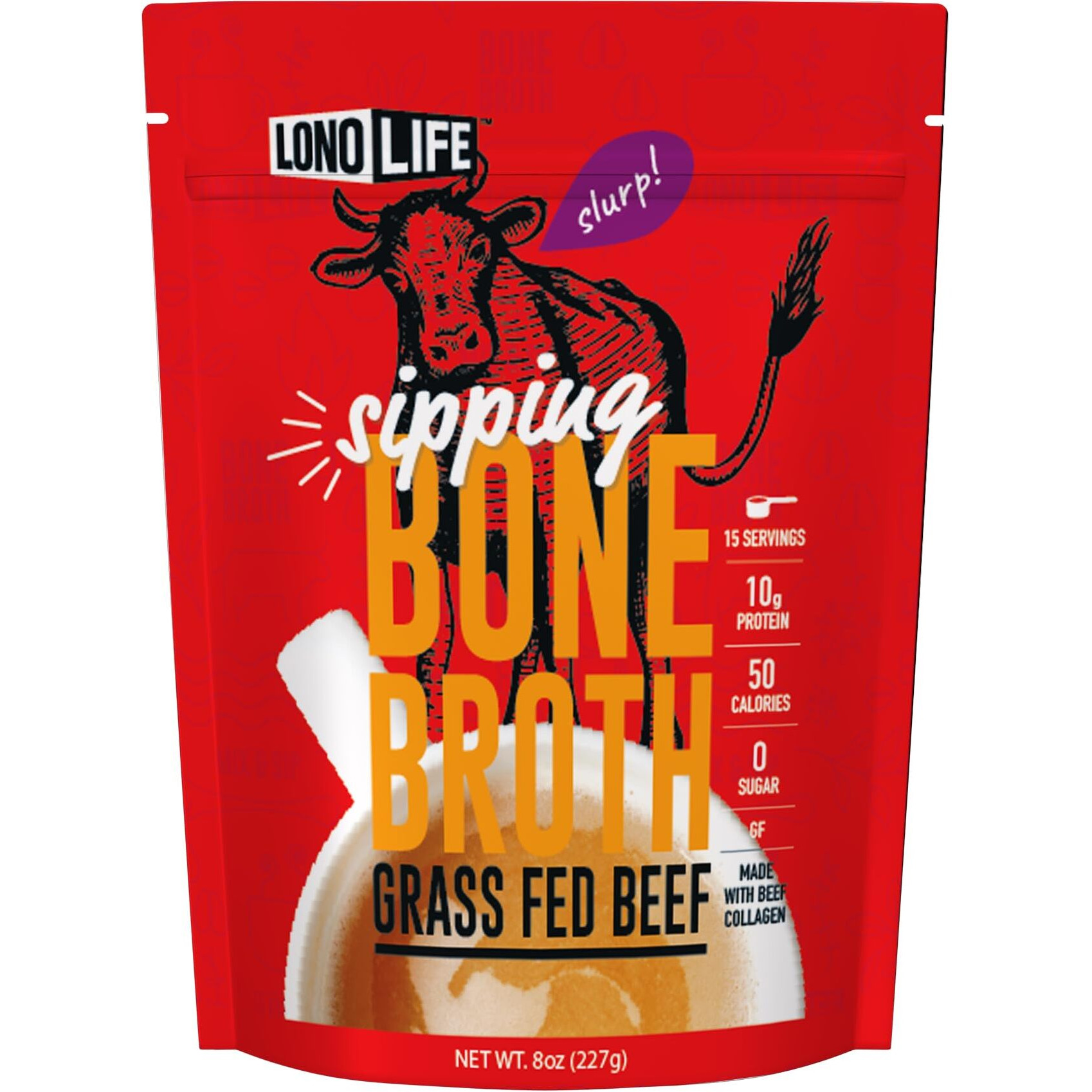 Lonolife Beef Bone Broth Powder Mix | Grass-Fed, 10G Protein | Collagen-Rich, Keto & Paleo Friendly | Natural Ingredients | 8Oz Bulk Container (15 Servings)