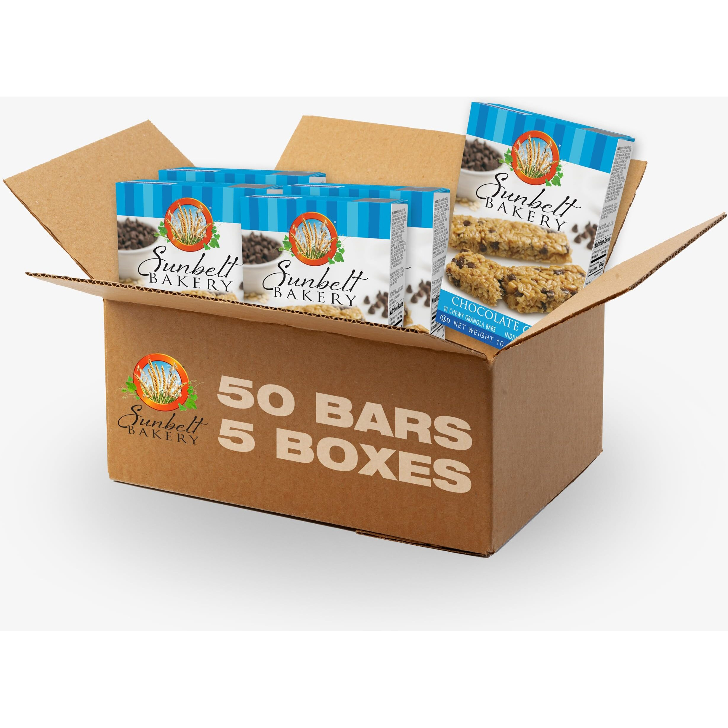Sunbelt Bakery Chocolate Chip Chewy Granola Bars, 50 - 1.0 Oz Bars (5 Boxes)