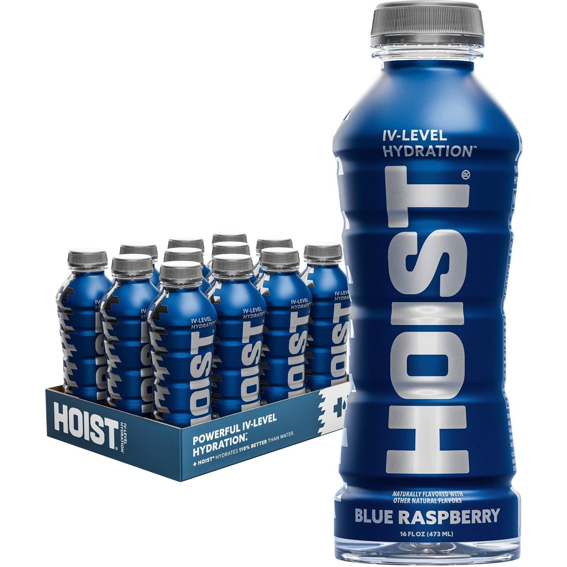 Hoist Premium Military Hydration Electrolyte Drink, Powerful Iv-Level Hydration, Clinically Proven Performance Drink, Blue Raspberry, 16 Fl Oz (Pack Of 12)