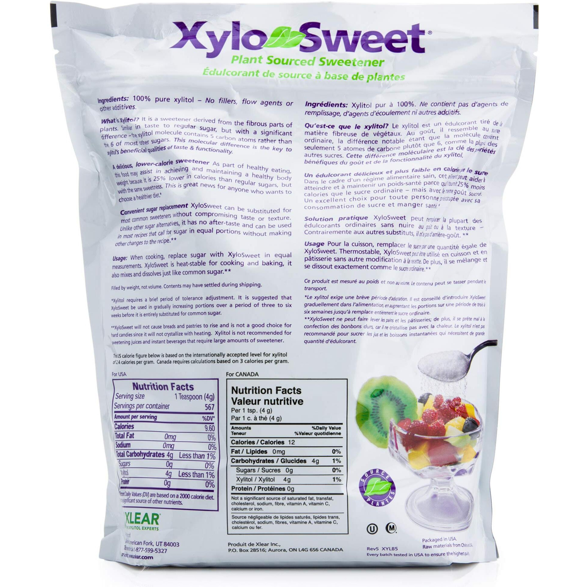 Xlear Xylosweet Non-Gmo Xylitol Sweetener - Natural Sweetener Sugar Substitute, Granules, 5 Pound Bag (Pack Of 1)