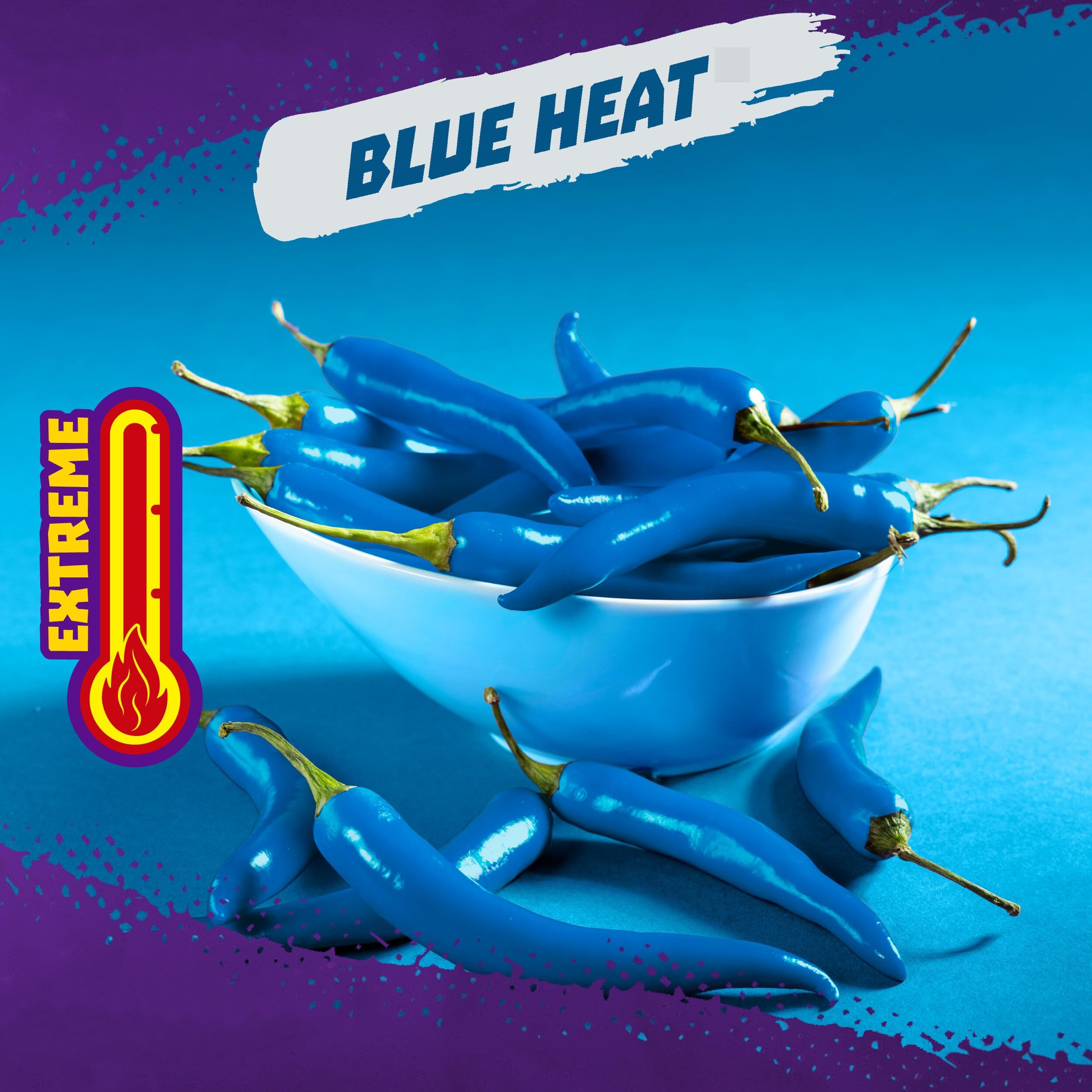 Takis Blue Heat 6 Pc / 3.25 Oz Snack Size Case, Hot Chili Pepper Flavored Extreme Spicy Rolled Tortilla Chips