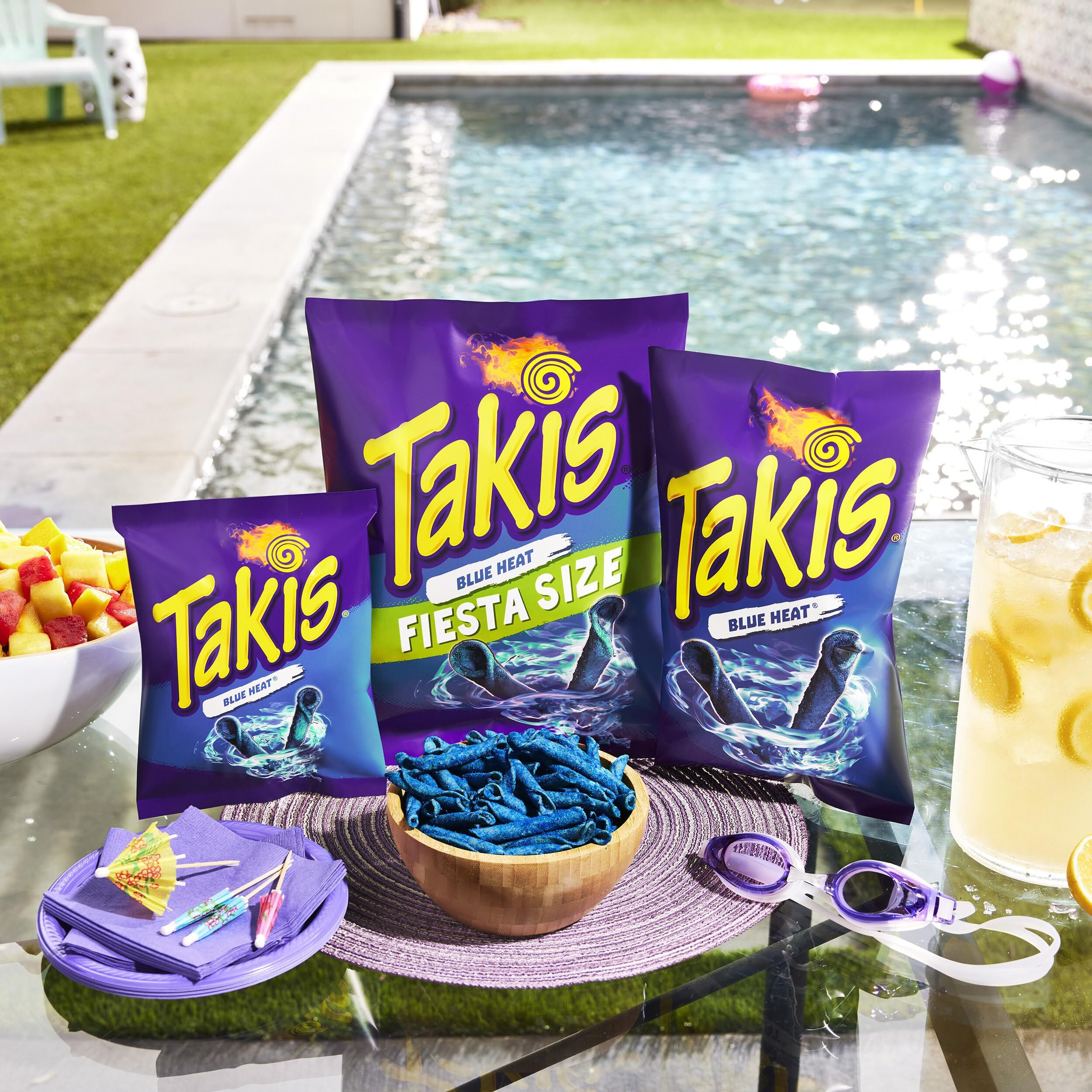 Takis Blue Heat 6 Pc / 3.25 Oz Snack Size Case, Hot Chili Pepper Flavored Extreme Spicy Rolled Tortilla Chips