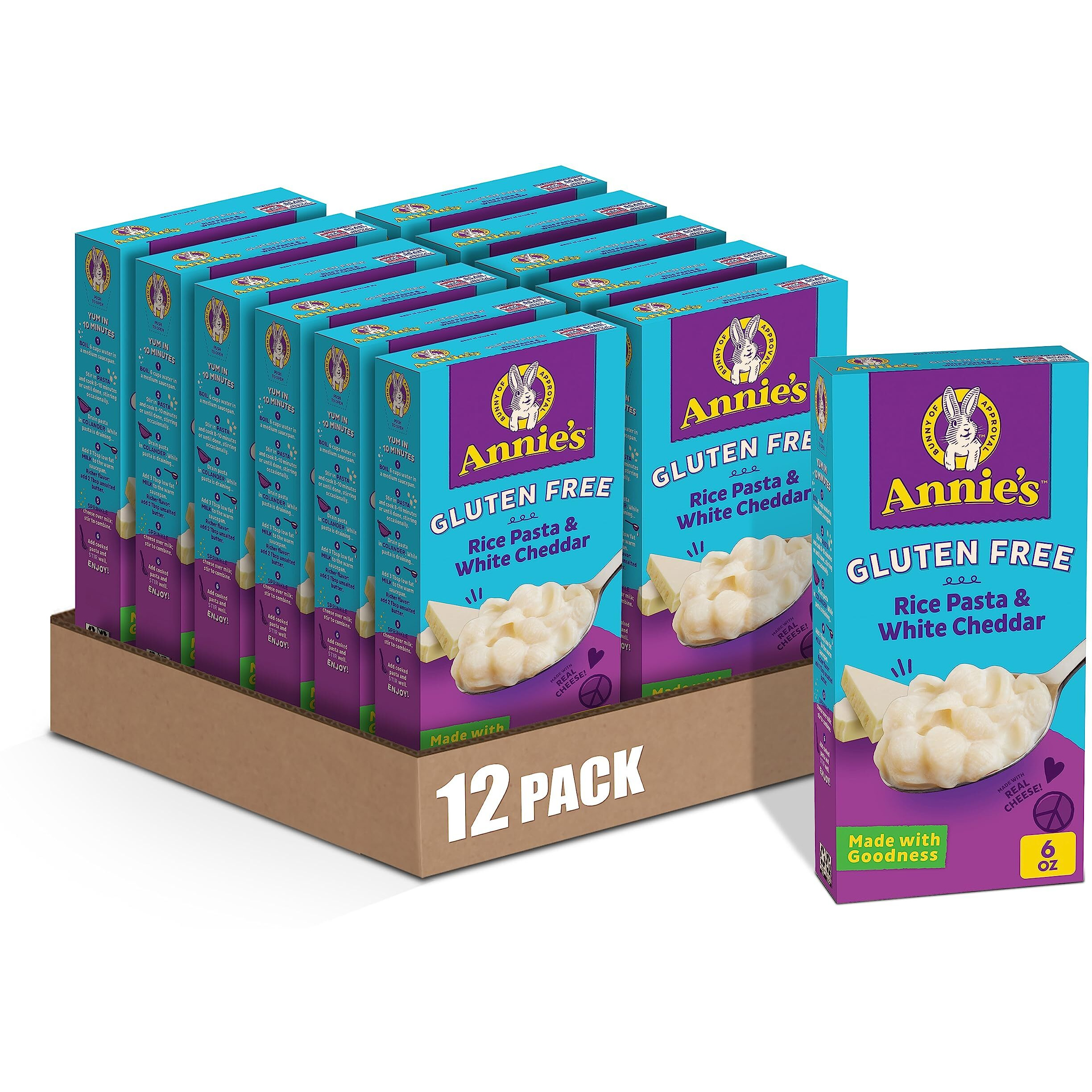 Annie's Organic Macaroni And Cheese Shells, White Cheddar, 6 Oz. (Pack Of 12)