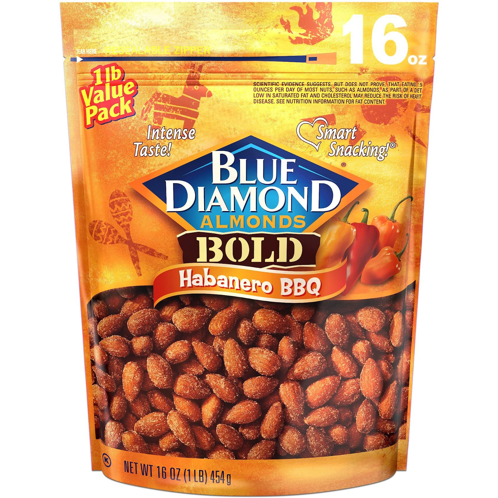 Blue Diamond Almonds, Bold Habanero Bbq, 16 Ounce