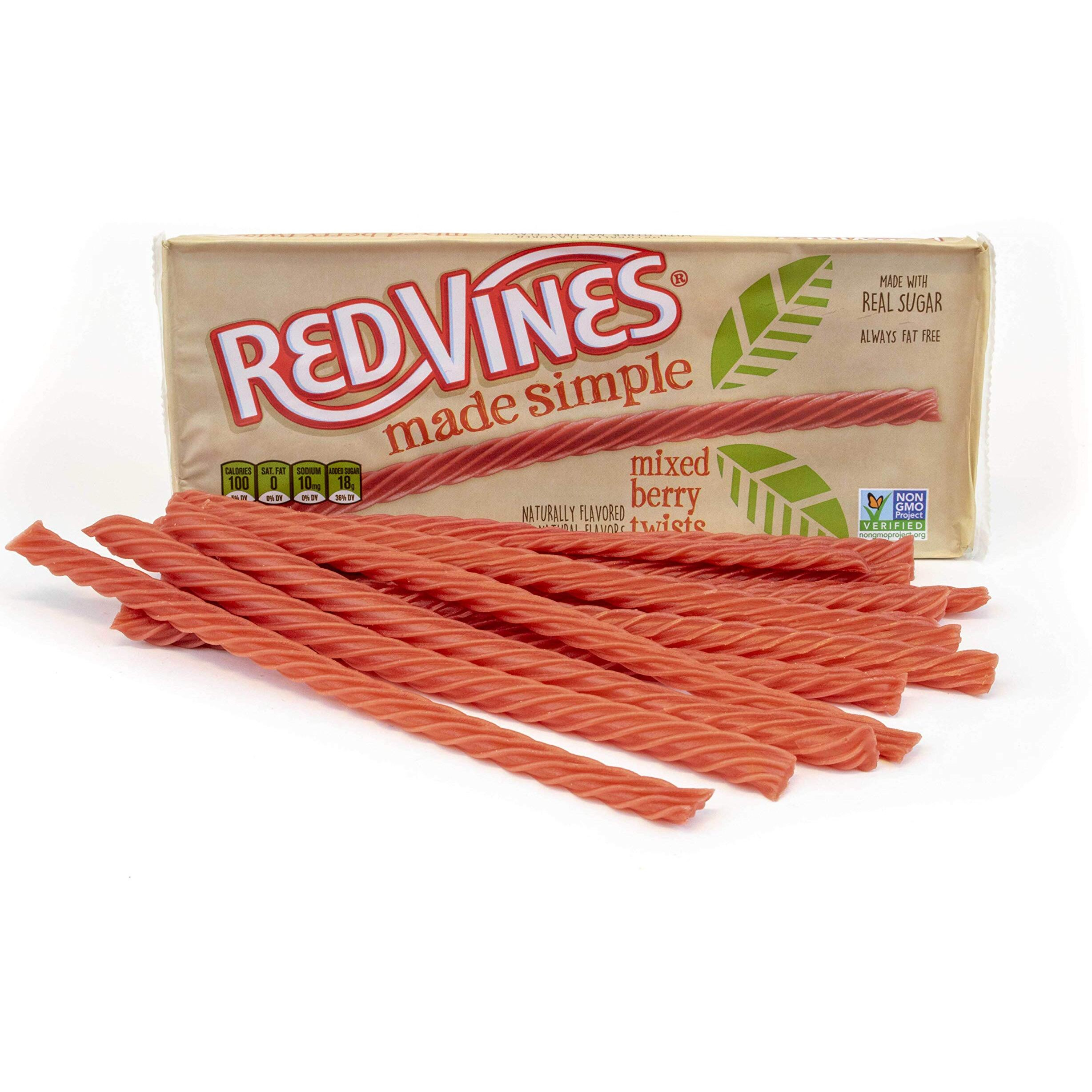 Red Vines Made Simple Licorice Twists, Mixed Berry Flavor, Soft & Chewy Candy, 4Oz Tray (9 Pack)
