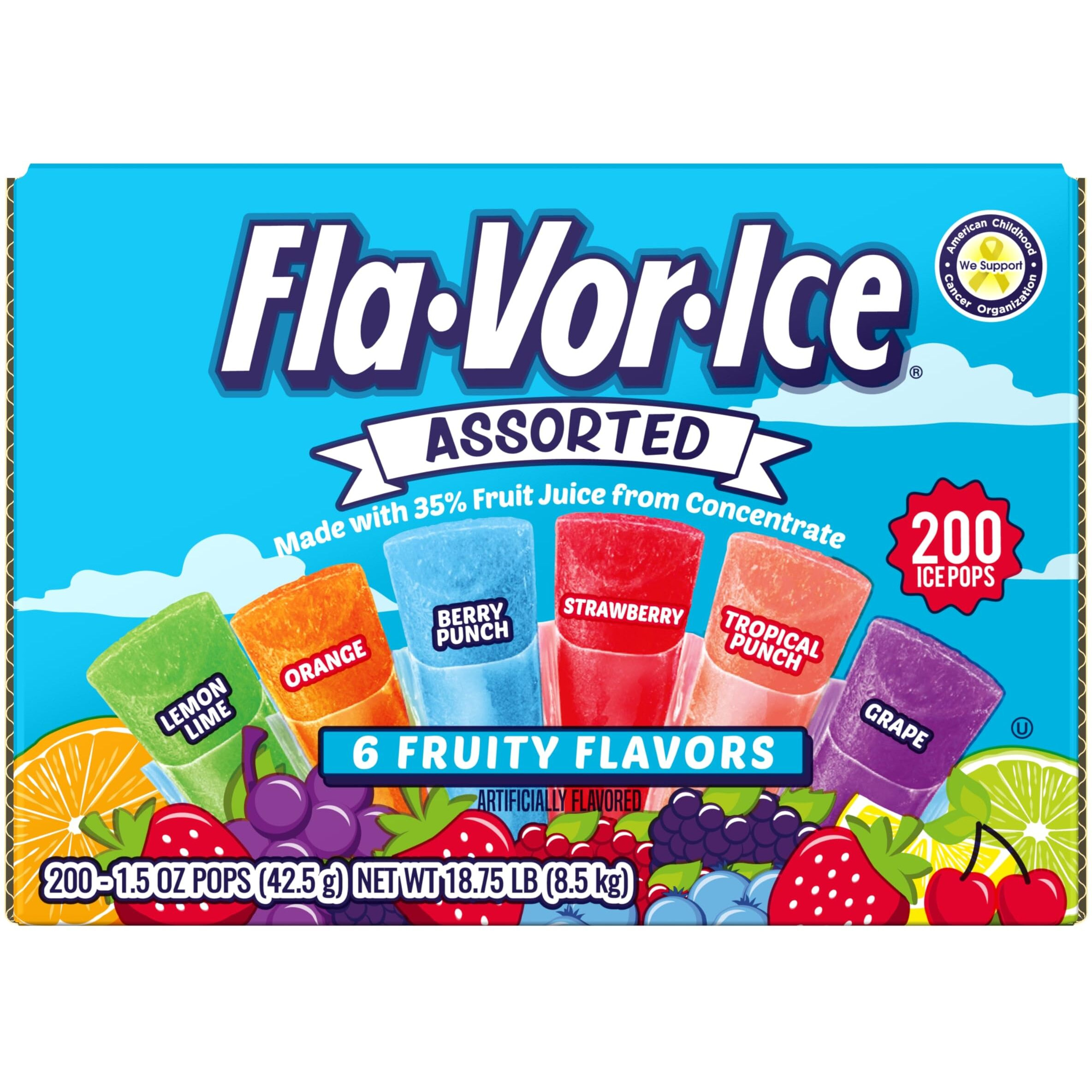 Flavor Ice Assorted Freezer Pops , 200 Ct