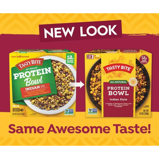 Tasty Bite Indian Protein Bowl, 8.8 Ounce, Pack Of 6, Ready To Eat, Microwaveable, Vegan, 12 Grams Plant Protein