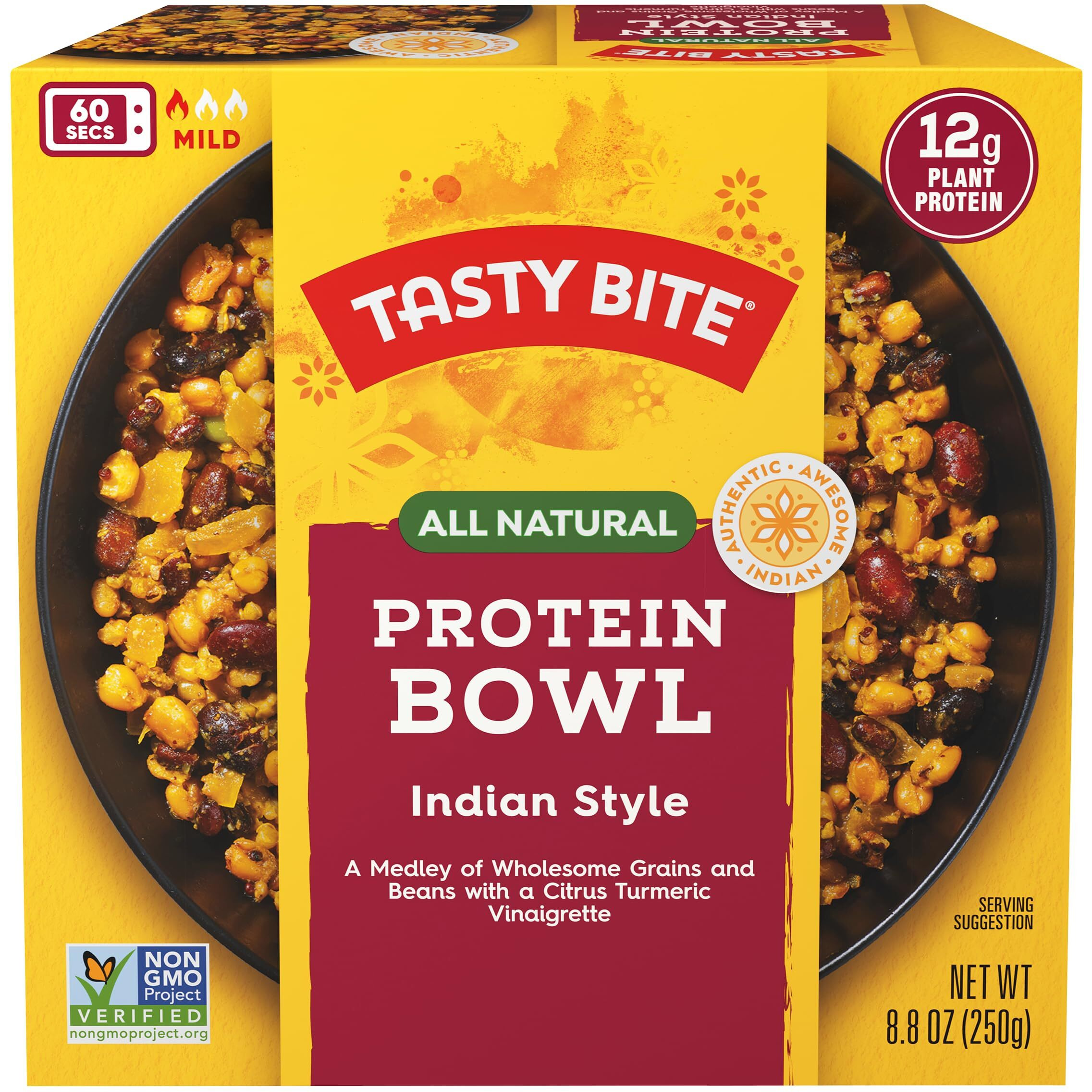 Tasty Bite Indian Protein Bowl, 8.8 Ounce, Pack Of 6, Ready To Eat, Microwaveable, Vegan, 12 Grams Plant Protein