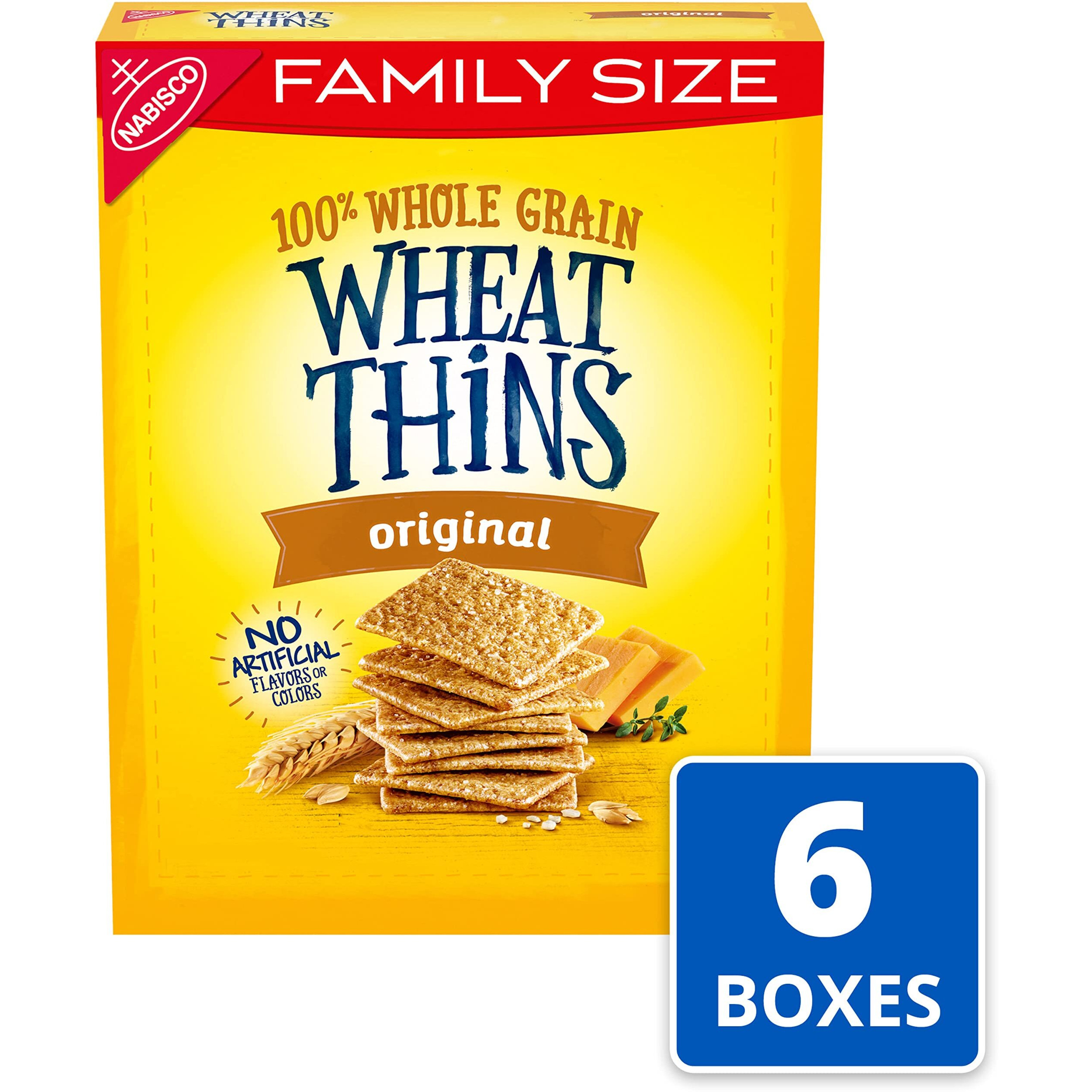 Wheat Thins Original Whole Grain Wheat Crackers, Family Size, 6 - 14 Oz Boxes