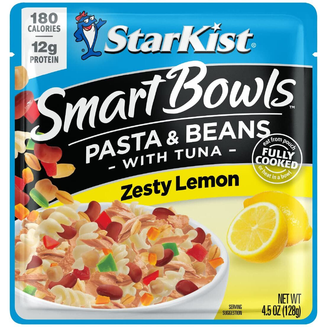 Starkist Smart Bowls Zesty Lemon, 4.5 Oz Pouch (Pack Of 12) - Features Pasta & Beans With Wild Caught Light Tuna