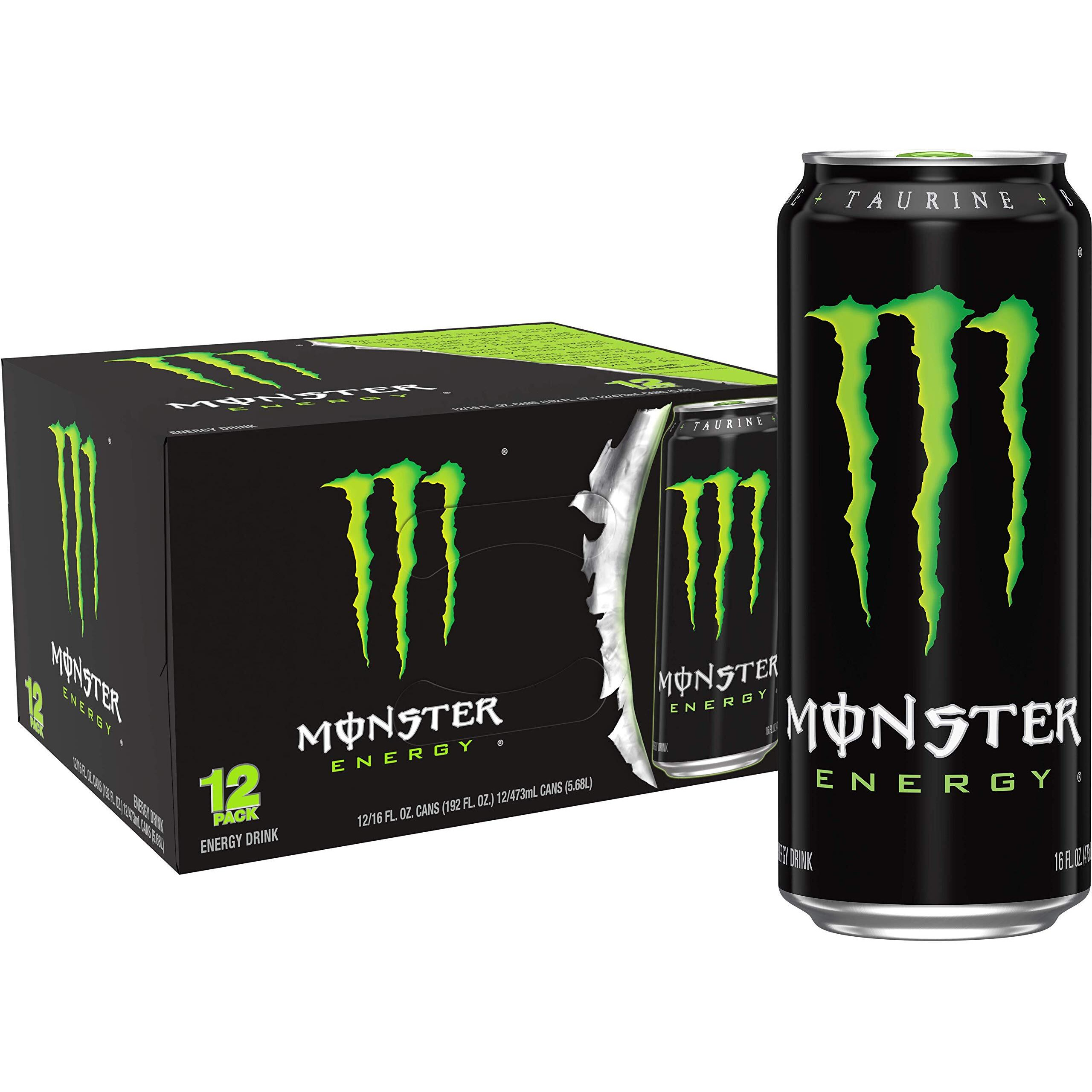 Monster Energy Drink, Green, Original, 16 Ounce (Pack Of 12)