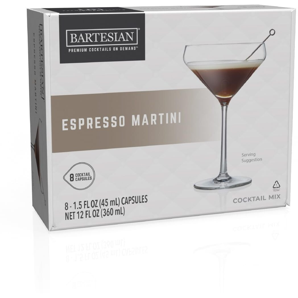 Bartesian Espresso Martini Cocktail Mixer Capsules For Cocktail Machine - Home Bar Mixology Cocktails Mix Pod Capsule Set To Use With The Bartesian Cocktail Drink Maker Machine - Pack Of 8