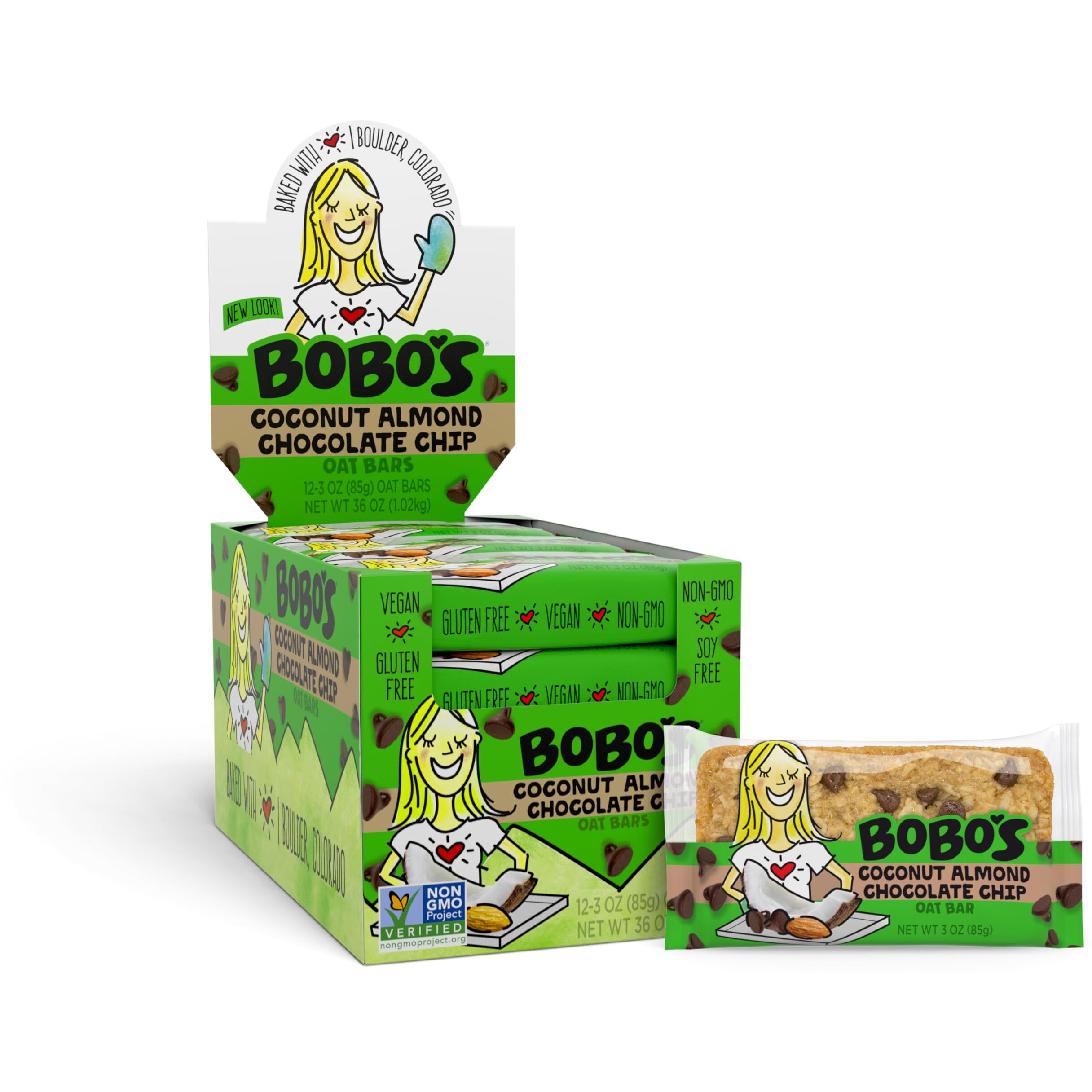 Bobo's Oat Bars, Coconut Almond Chocolate Chip, 3 Oz Bar (12 Pack), Gluten Free Whole Grain Snack And Breakfast Bar