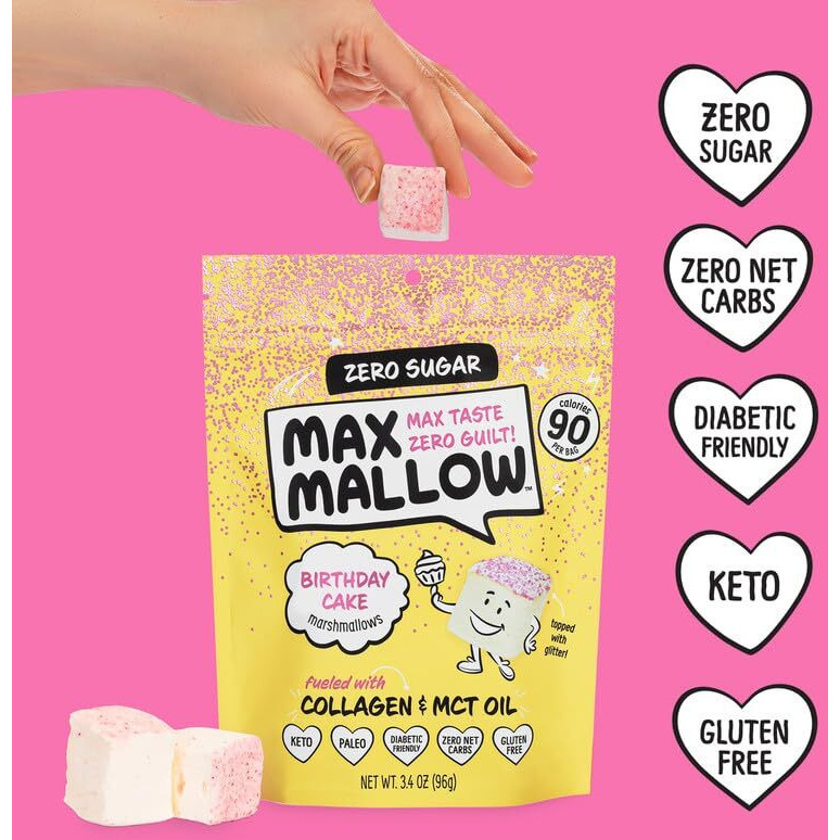 Know Brainer Max Mallow Variety Pack Guilt-Free & Zero Sugar Marshmallows - Low Carb, Zero Fat, Gluten-Free & Ketogenic Marshmallow Fueled With Collagen, Mct Oil & Prebiotic Fiber Pack Of 6