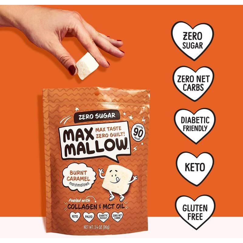 Know Brainer Max Mallow Variety Pack Guilt-Free & Zero Sugar Marshmallows - Low Carb, Zero Fat, Gluten-Free & Ketogenic Marshmallow Fueled With Collagen, Mct Oil & Prebiotic Fiber Pack Of 6