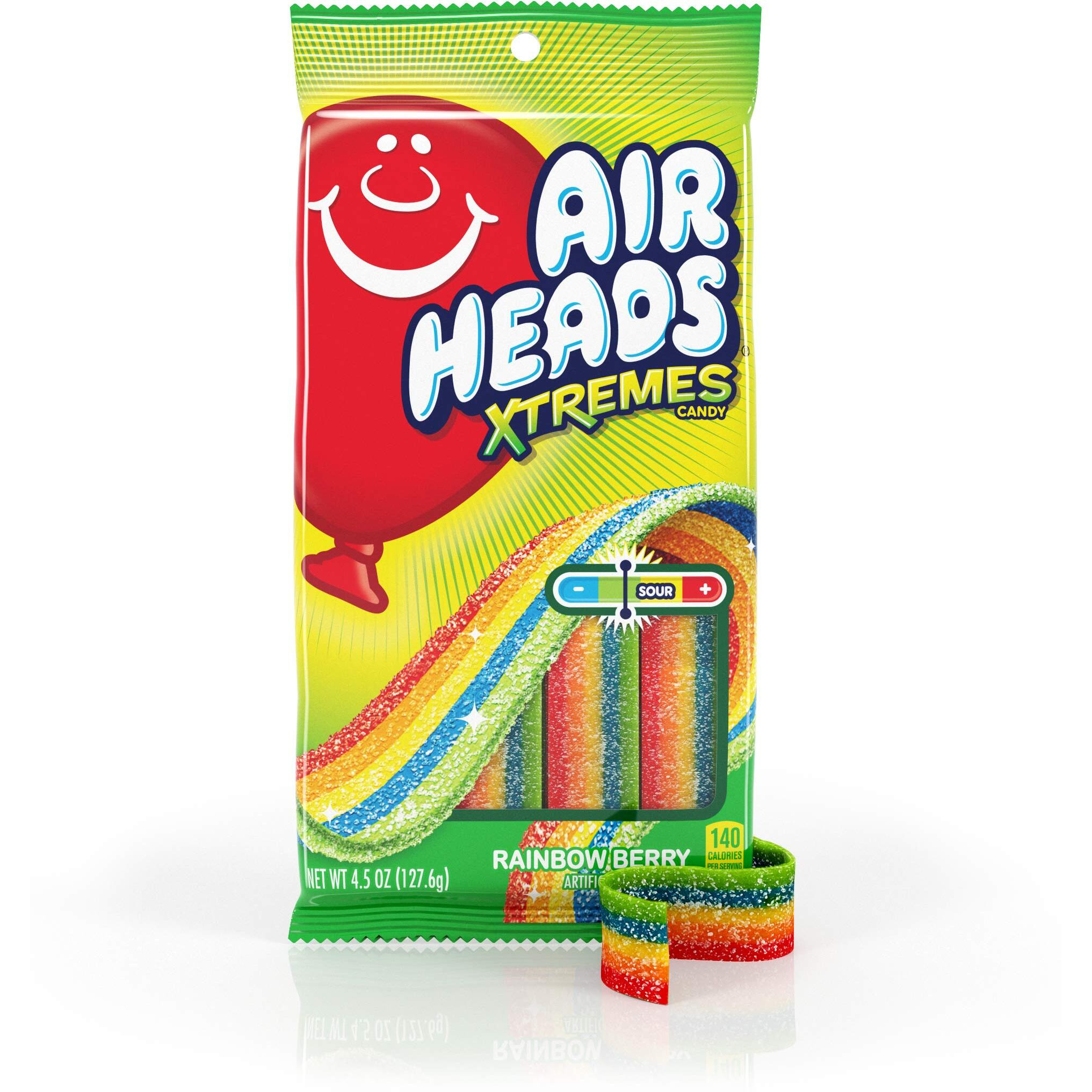 Airheads Xtremes Belts, Halloween Trick Or Treat Sweetly Sour Candy, Rainbow Berry, Individually Wrapped Bulk Candy For Adults & Kids, Non-Melting, Bulk Party Bag, 4.5 Oz (Pack Of 12)