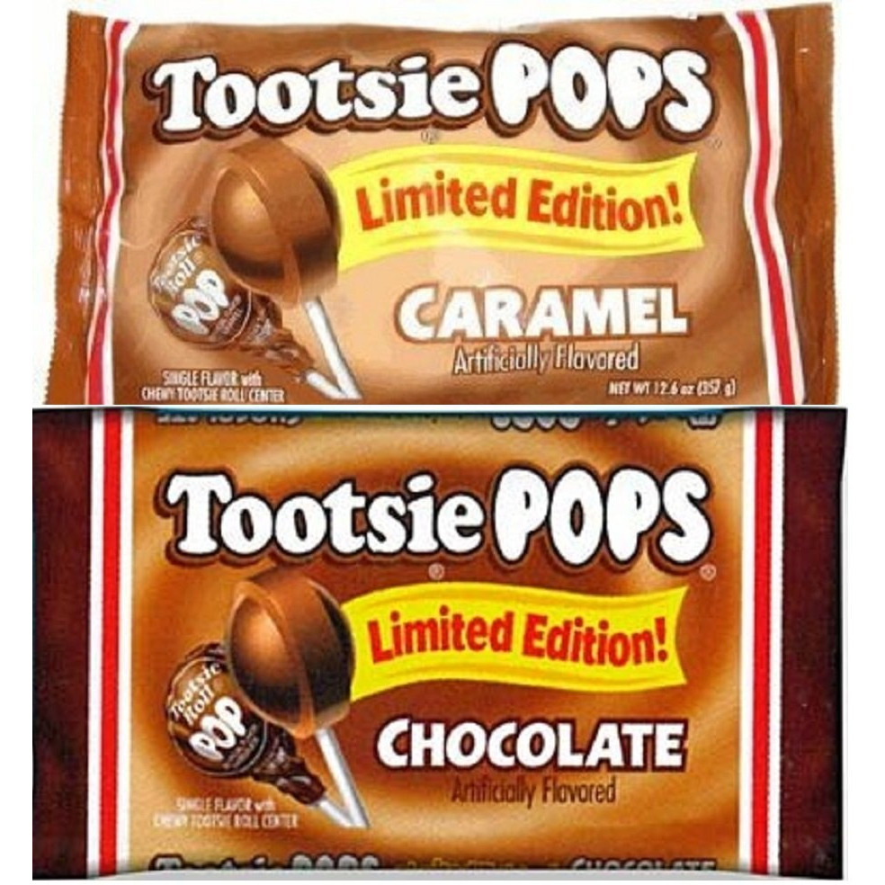 Caramel And Chocolate Tootsie Pops Limited Edition 2-Pack Flavor Bundle, 1 Pounds