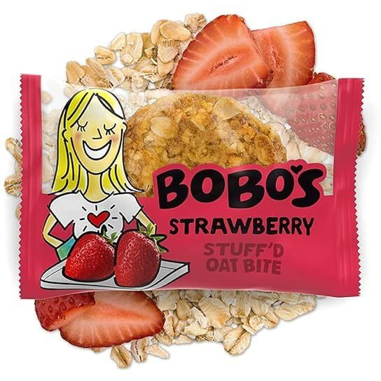 Bobo's Oat Stuff'D Bites (Strawberry, 30 Pack Box Of 1.3 Oz Bites) Gluten Free Whole Grain Rolled Oat Snack- Great Tasting Vegan On-The-Go Snack, Made In The Usa