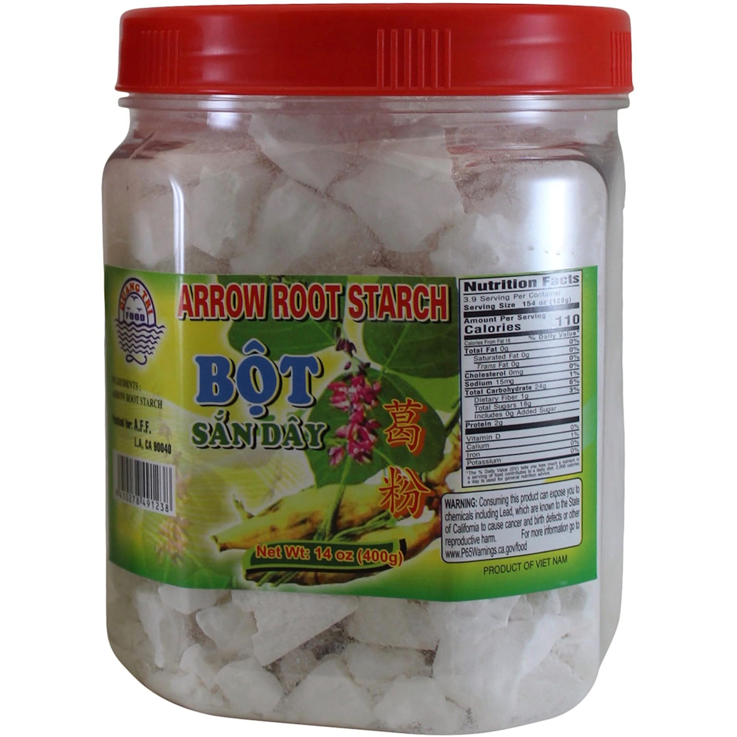Quang Tri Arrowroot Bot San Day Asian Thickener. Snack Sized Chunks Of Crunchy Arrow Root Starch, 14 Oz Jar.