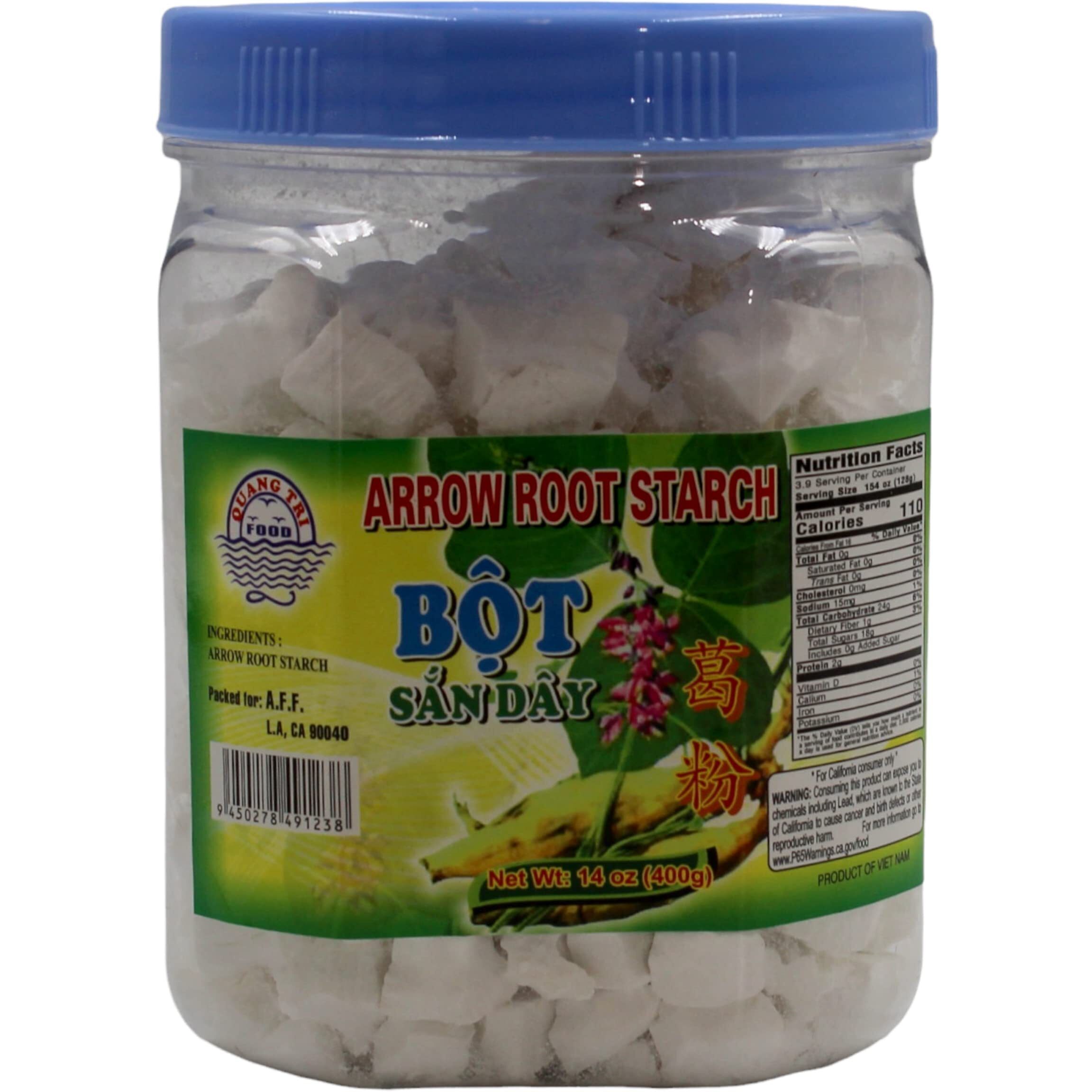 Quang Tri Arrowroot Bot San Day Asian Thickener. Snack Sized Chunks Of Crunchy Arrow Root Starch, 14 Oz Jar.