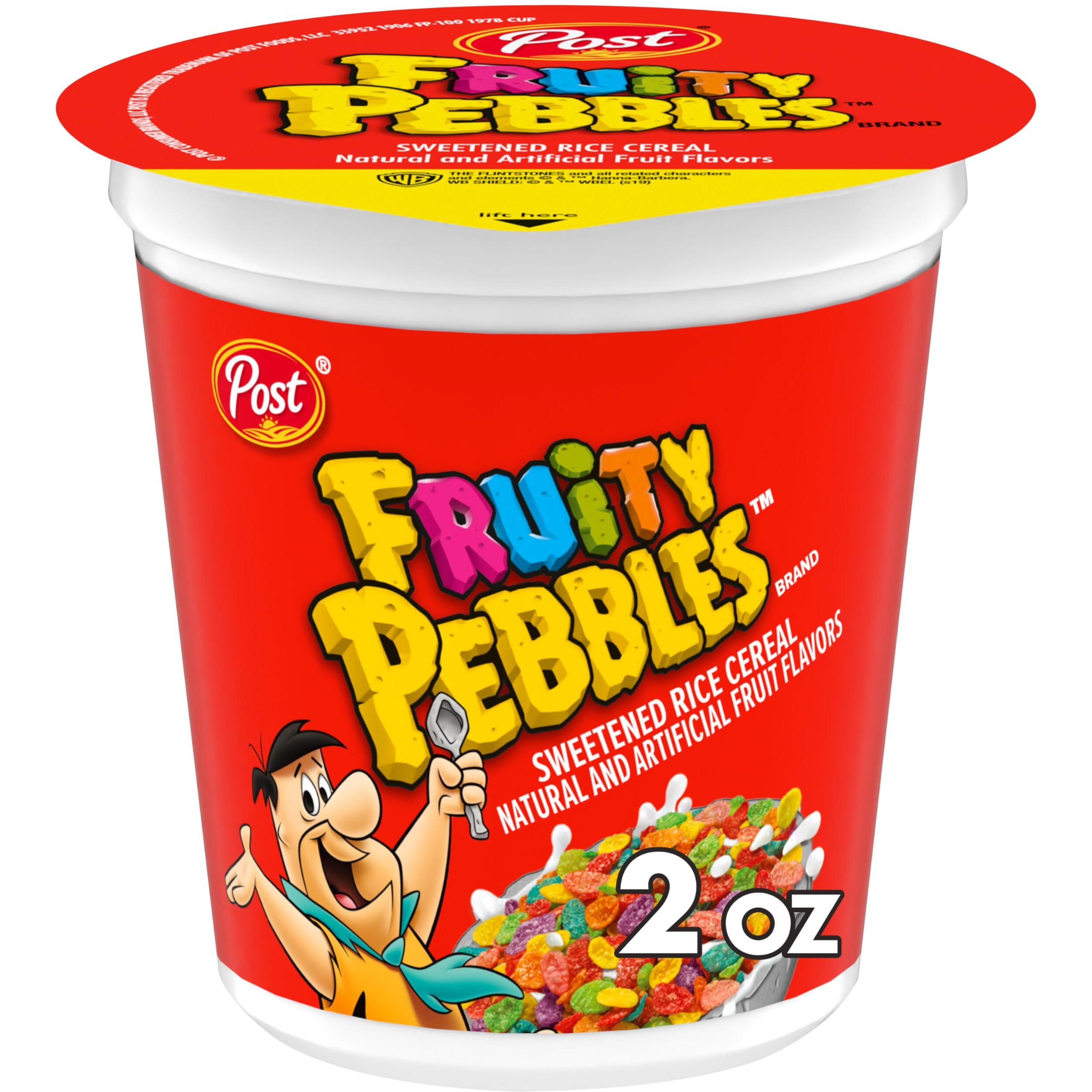 Post Fruity Pebbles Cereal, Fruity Kids Cereal, Gluten Free Rice Cereal For Kids, 2 Oz Individual Cereal Cup