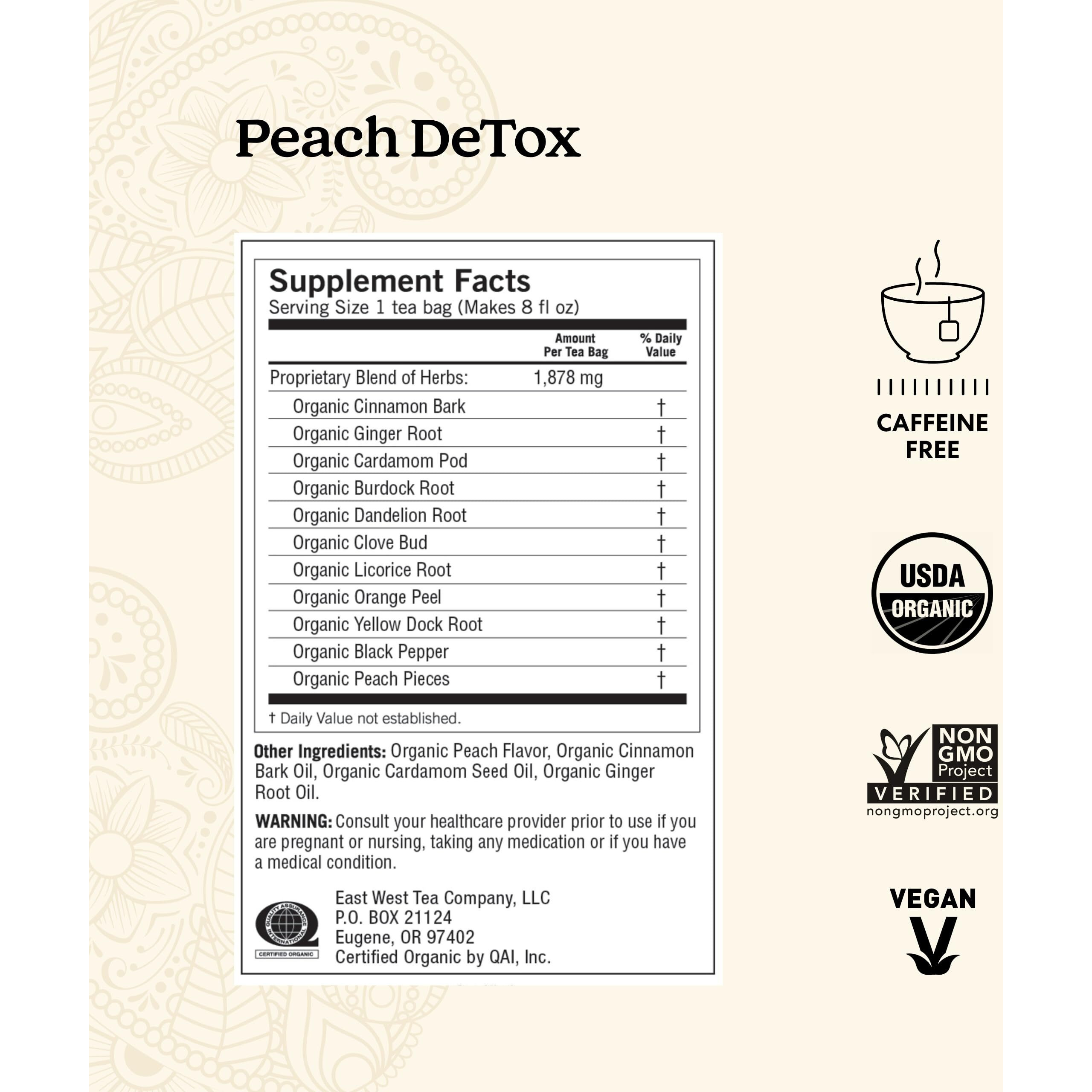 Yogi Tea Peach Detox Tea - 16 Tea Bags Per Pack (4 Packs) - Organic Detox Tea To Feel Refreshed - Includes Cinnamon Bark, Ginger Root, Cardamom Pod, Burdock Root, Dandelion Root & More