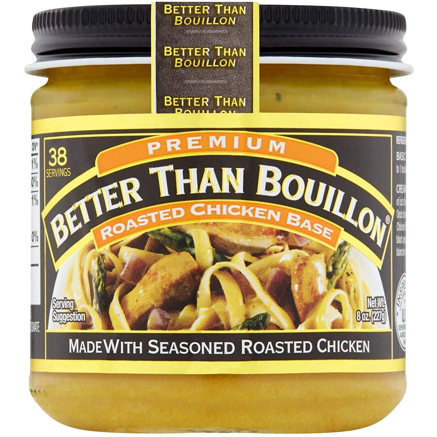 Better Than Bouillon Premium Roasted Chicken Base, Made With Seasoned Roasted Chicken, 38 Servings, Blendable Base For Added Flavor, 8-Ounce Jar (Pack Of 6)