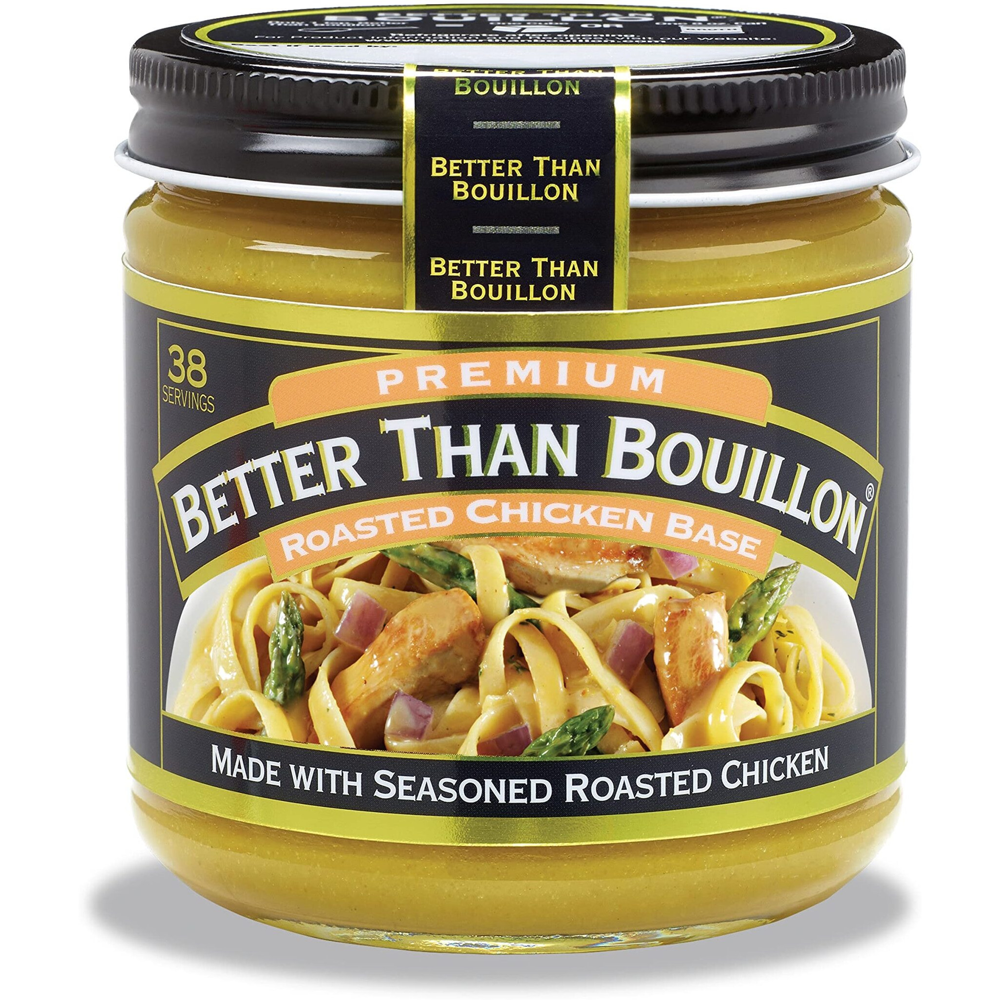 Better Than Bouillon Premium Roasted Chicken Base, Made With Seasoned Roasted Chicken, 38 Servings, Blendable Base For Added Flavor, 8-Ounce Jar (Pack Of 6)
