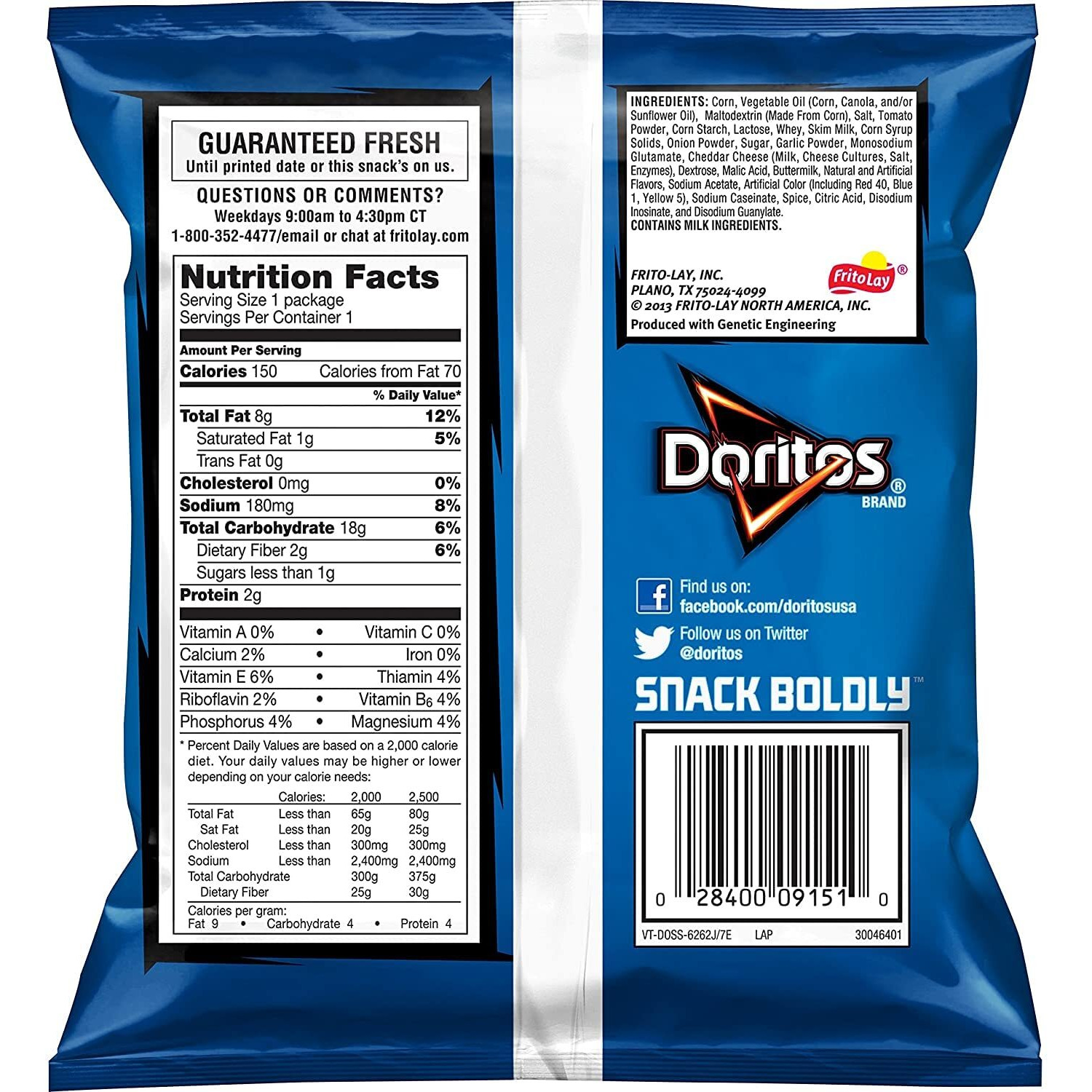 Doritos Flavored Tortilla Chips, Cool Ranch, 1 Ounce (Pack Of 104)