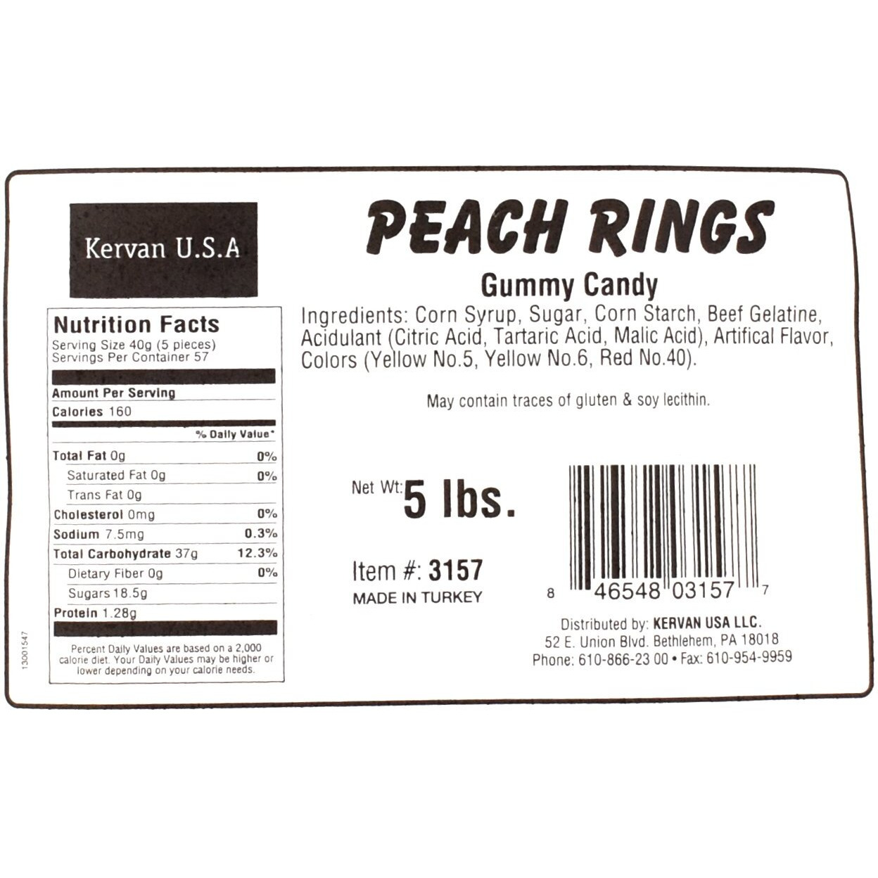 Kervan Candy Bebeto Peach Rings - Fruity, Soft, Sweet & Sour Gummy Candy Bulk For Kids, Gift Snacks And Parties - Peach Gummies Big Party Size Bag (5 Lbs)