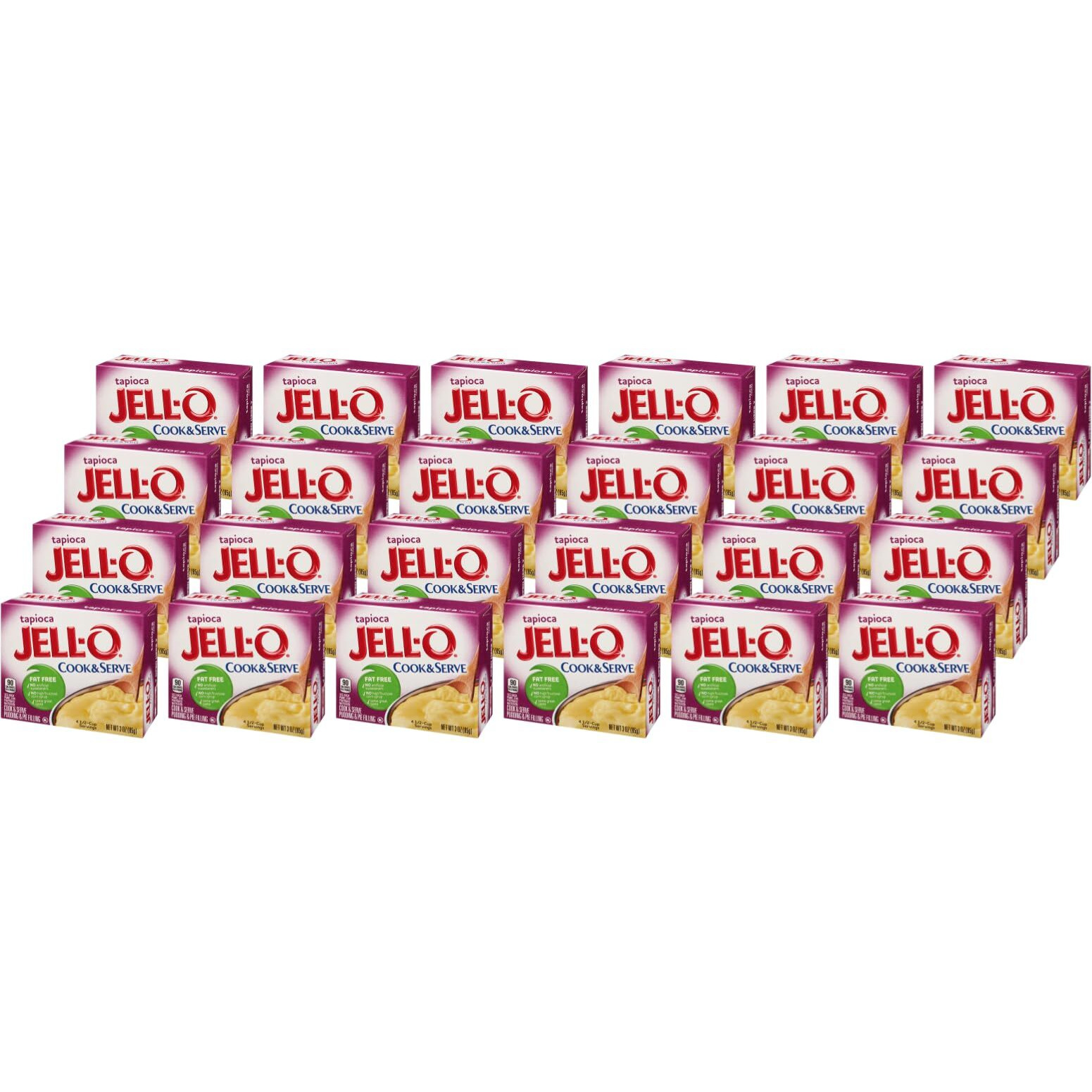 Jell-O Cook & Serve Tapioca Fat Free Pudding & Pie Filling Mix (24 Ct Pack, 3 Oz Boxes)