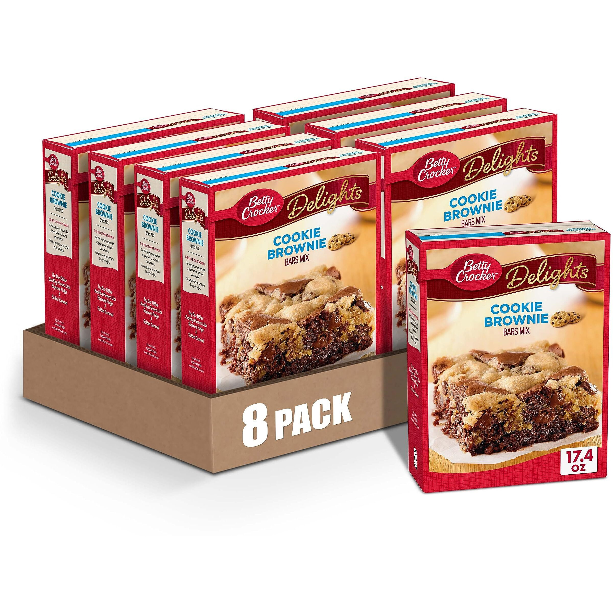 Betty Crocker Delights Cookie Brownie Bar Mix, 17.4 Oz. (Pack Of 8)
