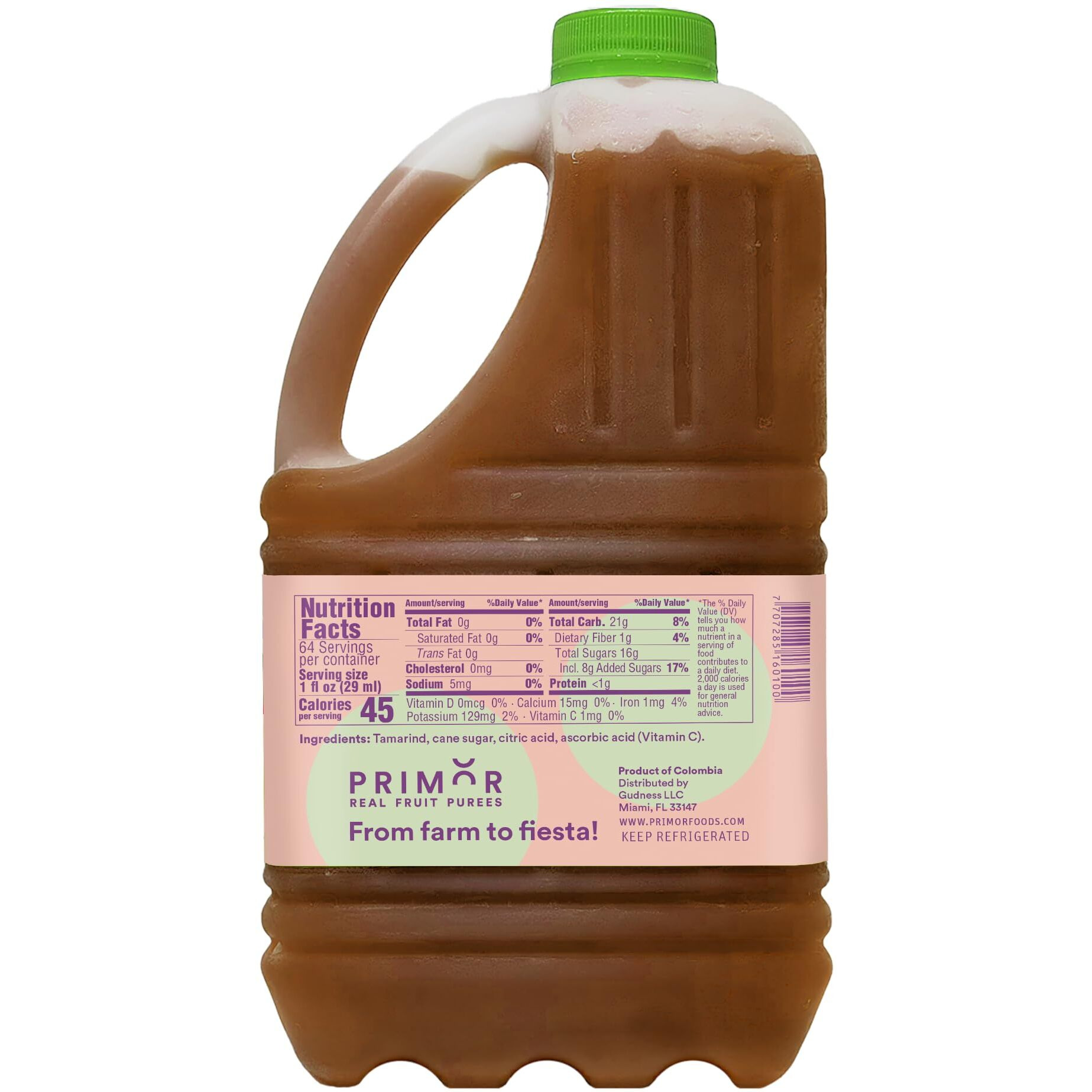 Primor Fruit Purees | Made With Real Fruit | Countless Applications Juices, Smoothies, Cocktails, Desserts, And More - Tamarind