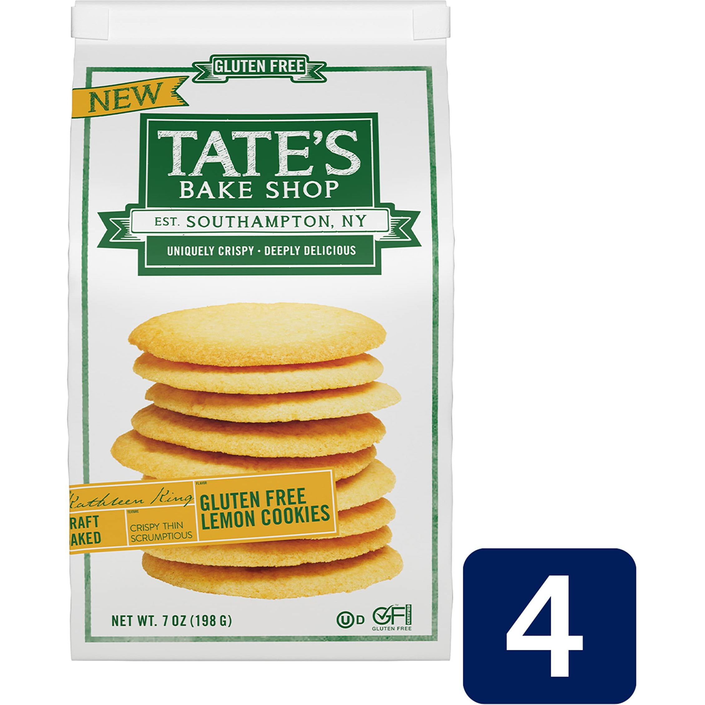 Tate's Bake Shop Gluten Free Lemon Cookies, Gluten Free Cookies, 4 - 7 Oz Bags