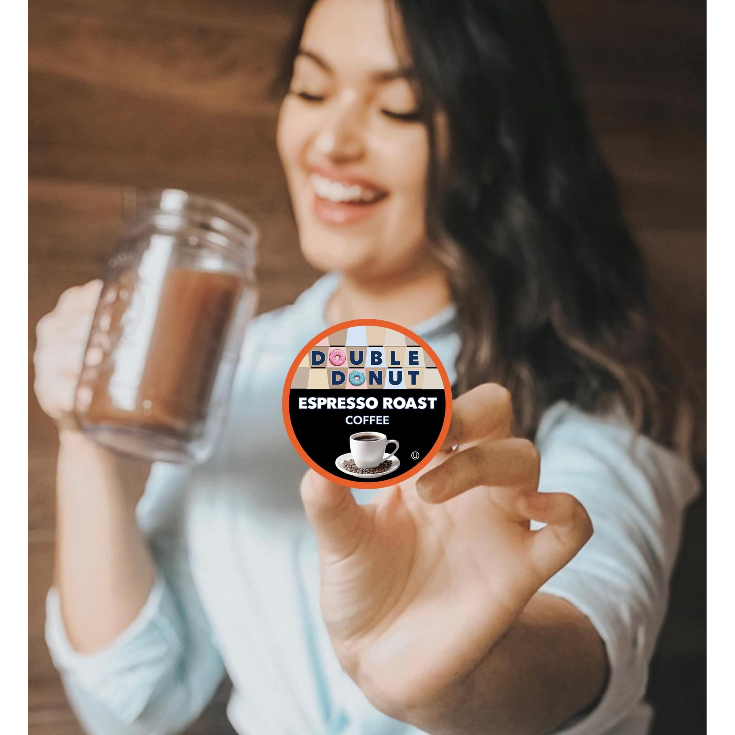 Double Donut Coffee Espresso Roast Blend In Recyclable Single Serve Espresso Pods For The Keurig K Cup Machine, 24 Count