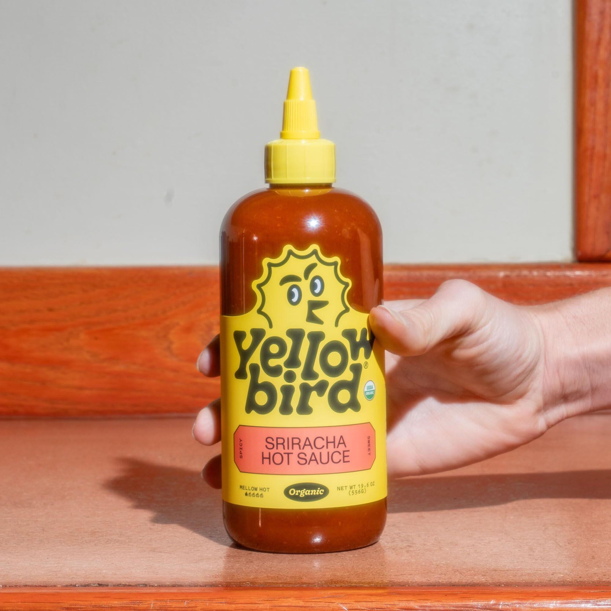 Yellowbird Organic Sriracha Sauce - Vegan, Gluten-Free Organic Hot Sauce Sweetened With Dates - Tabletop Size - Plant-Based Garlic Sriracha Hot Sauce Made With Organic Jalapenos - (19.6 Oz, 2 Count)
