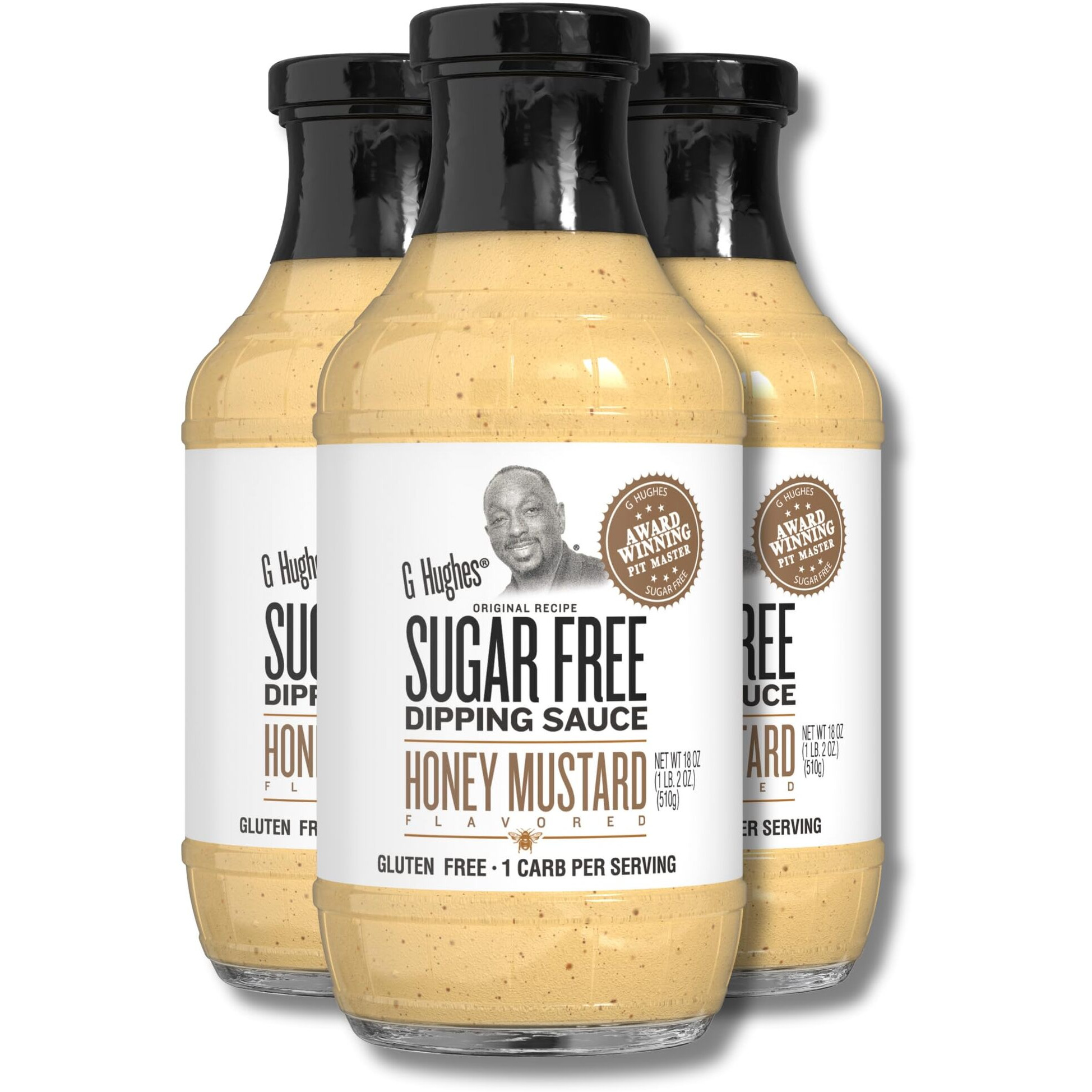 G Hughes Sugar Free, Honey Mustard Dipping Sauce - Sugar Free Honey Mustard, Gluten Free Mustard, Keto Honey Mustard, Low Carb Honey Mustard Dressing, Sugar Free Mustard -18 Oz (3-Pack)