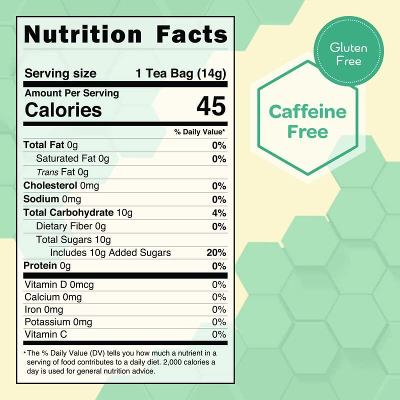 True Honey Peppermint Tea Bags - Honey Crystals Blended In Every Sachet - Healthy Digestion Nutriment - All Natural Organic Herbal Caffeine Free Tea Bag 24 Count