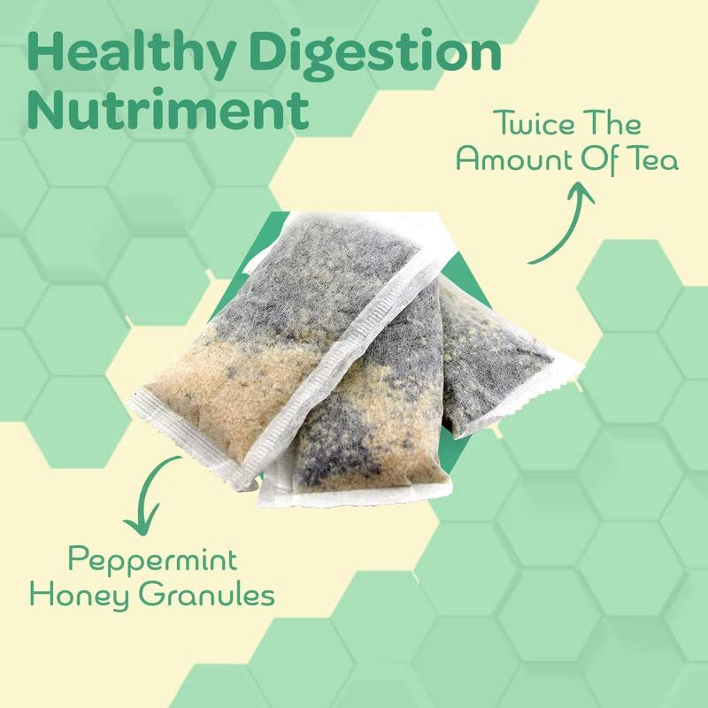 True Honey Peppermint Tea Bags - Honey Crystals Blended In Every Sachet - Healthy Digestion Nutriment - All Natural Organic Herbal Caffeine Free Tea Bag 24 Count