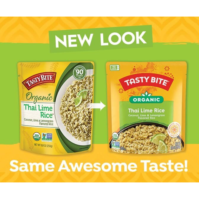 Tasty Bite Organic Thai Lime Rice, 8.8 Ounce, Pack Of 6, Ready To Eat, Microwavable, Vegan, Gluten-Free