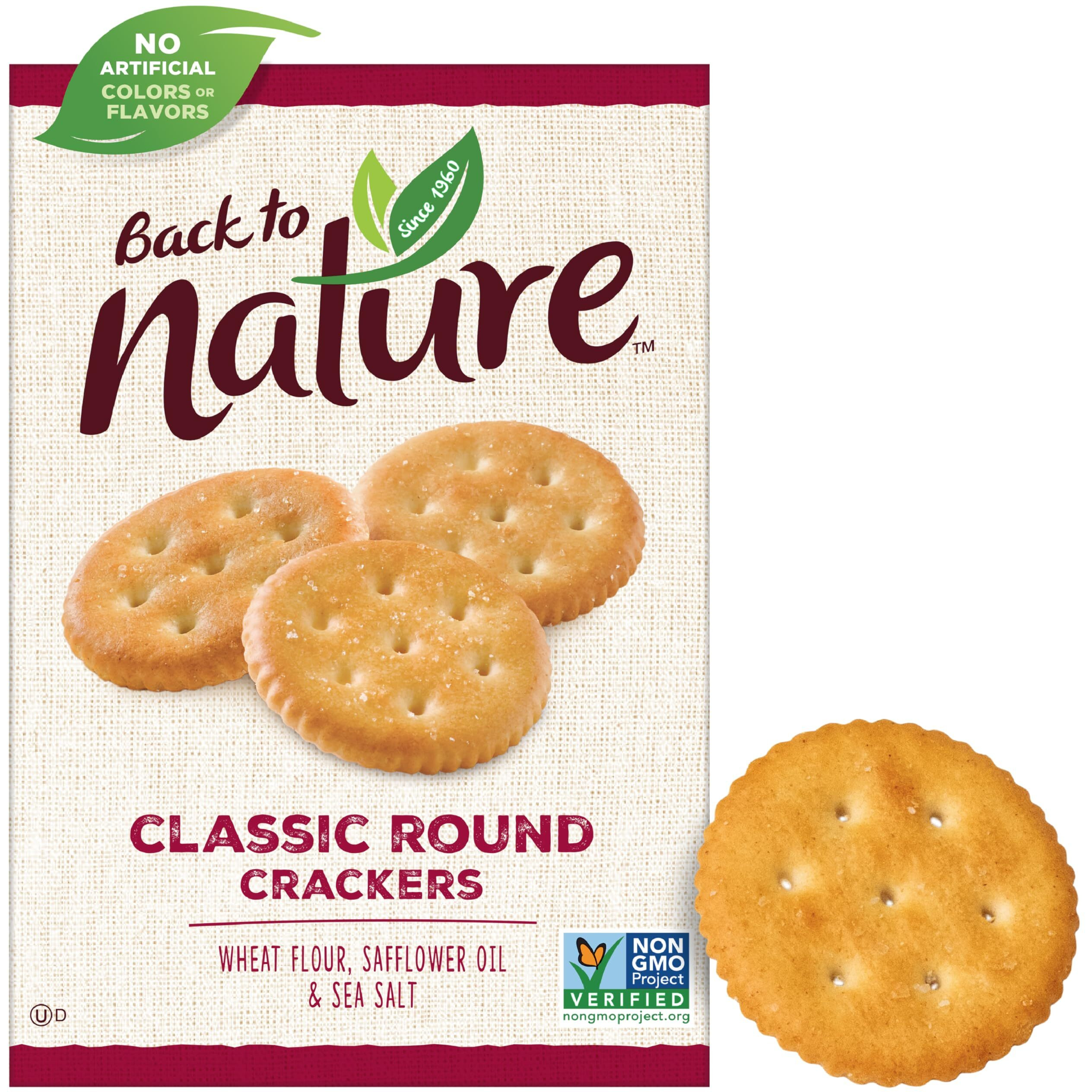 Back To Nature Classic Round Crackers - Dairy Free, Non-Gmo, Made With Wheat Flour & Sea Salt, Delicious & Quality Snacks, 8.5 Ounce (Pack Of 6)